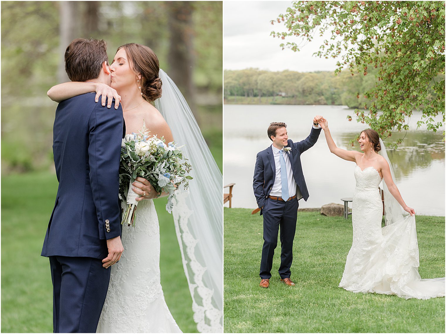 couple poses on lawn of Indian Trail Club