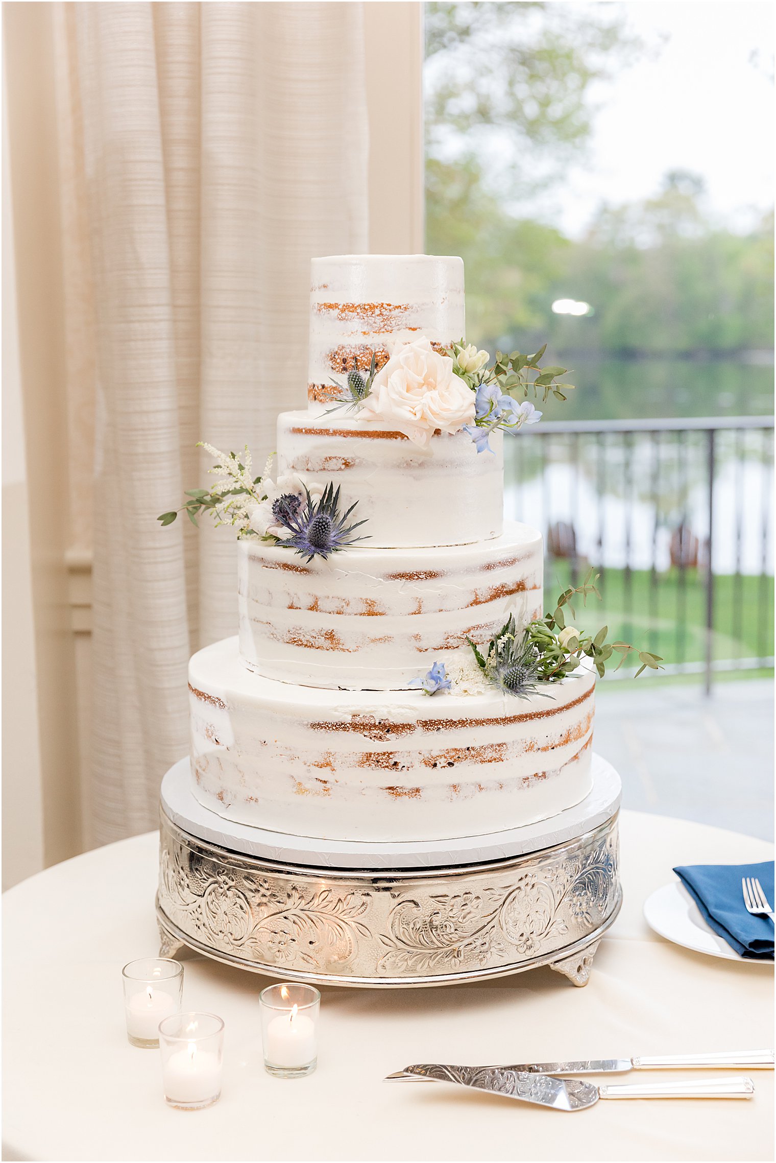 tiered naked cake for Indian Trail Club wedding celebration