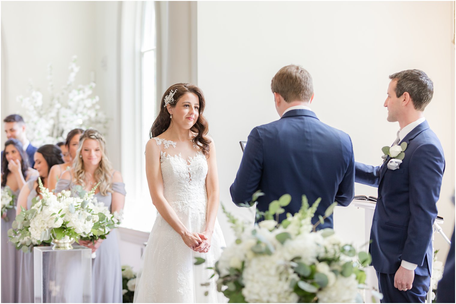 groom reads vows to bride during Park Chateau chapel