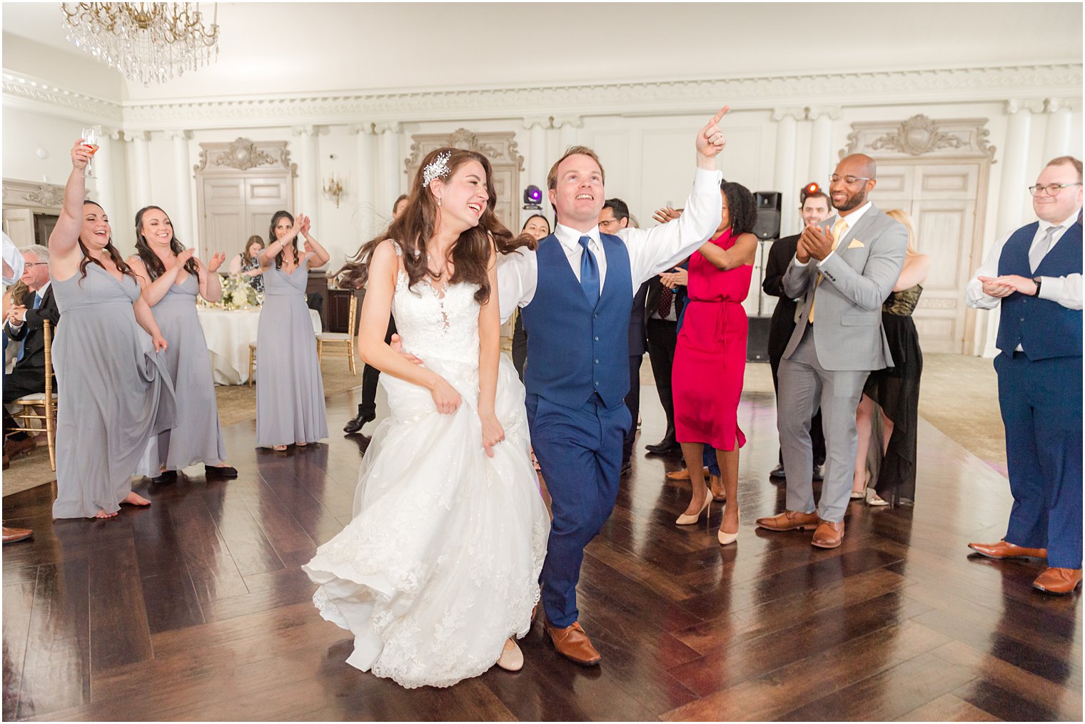 bride and groom dance during East Brunswick NJ wedding reception