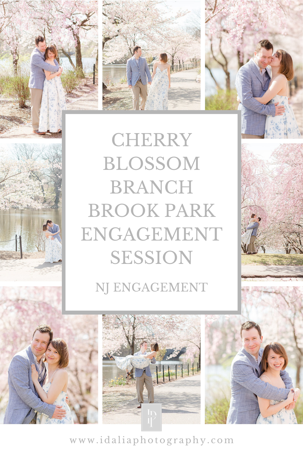 Cherry blossom Branch Brook Park engagement session in the springtime with NJ wedding photographer Idalia Photography