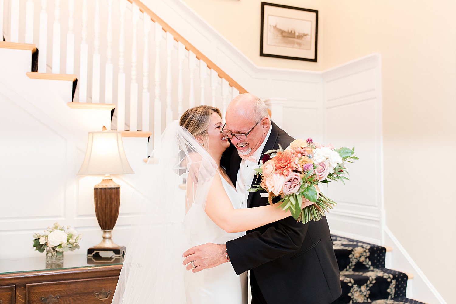 bride shares emotional moment during first look