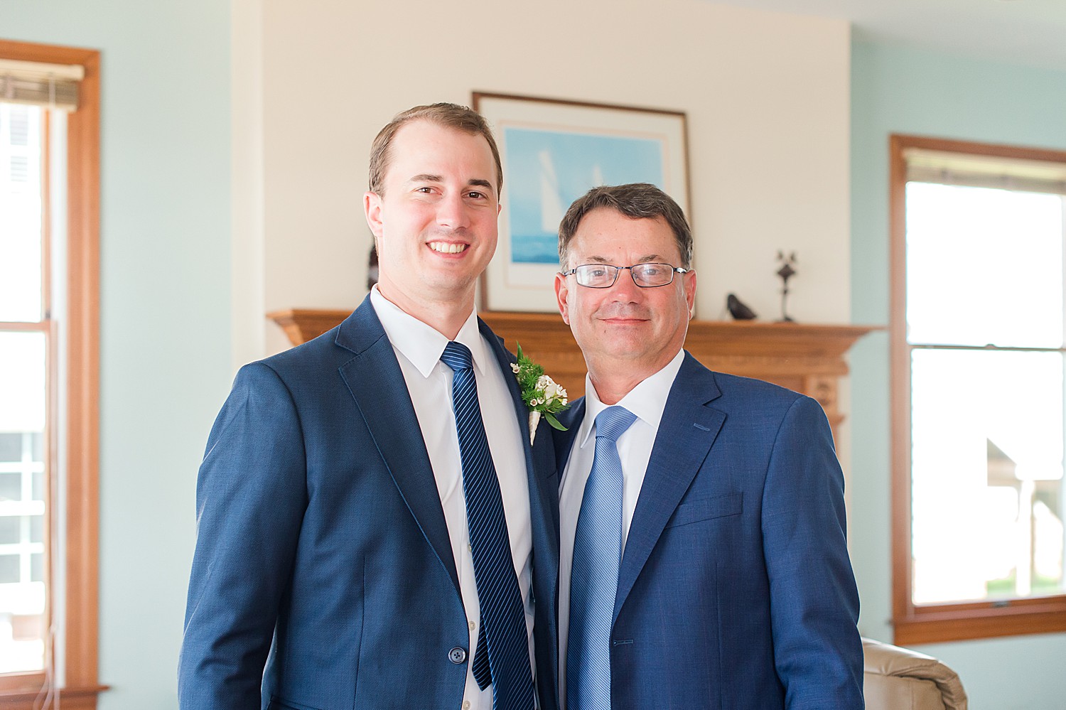 father and son before wedding ceremony
