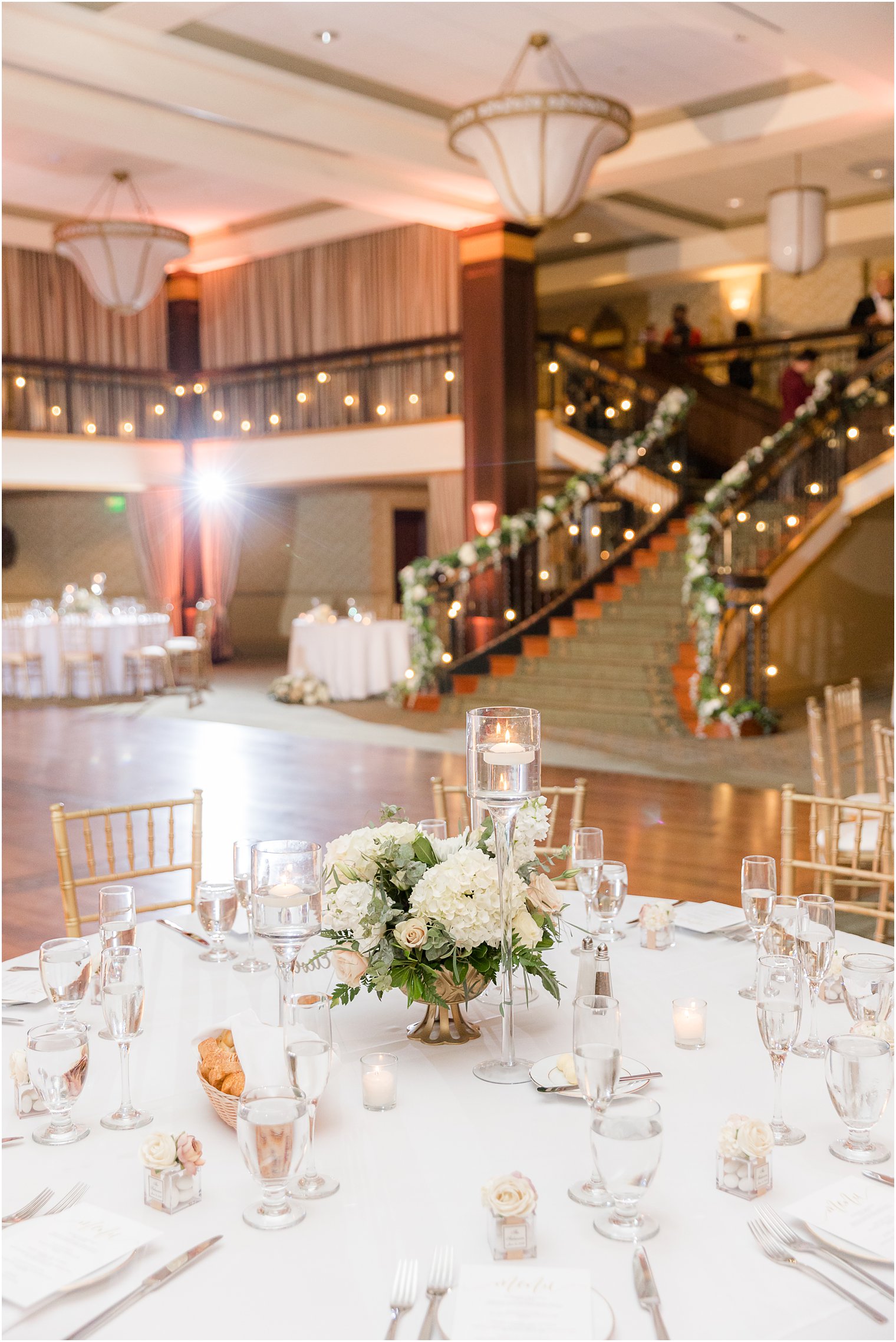 dance floor and table for reception at Collingswood Grand Ballroom