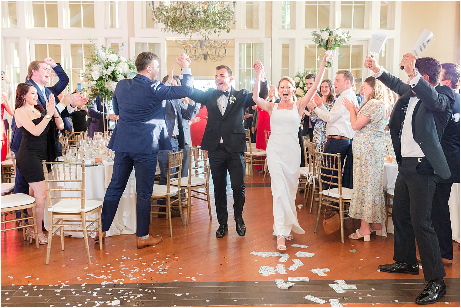 newlyweds enter Whitehouse Station NJ wedding reception