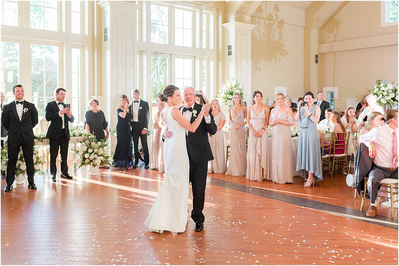 bride and groom have first dance during Whitehouse Station NJ wedding reception