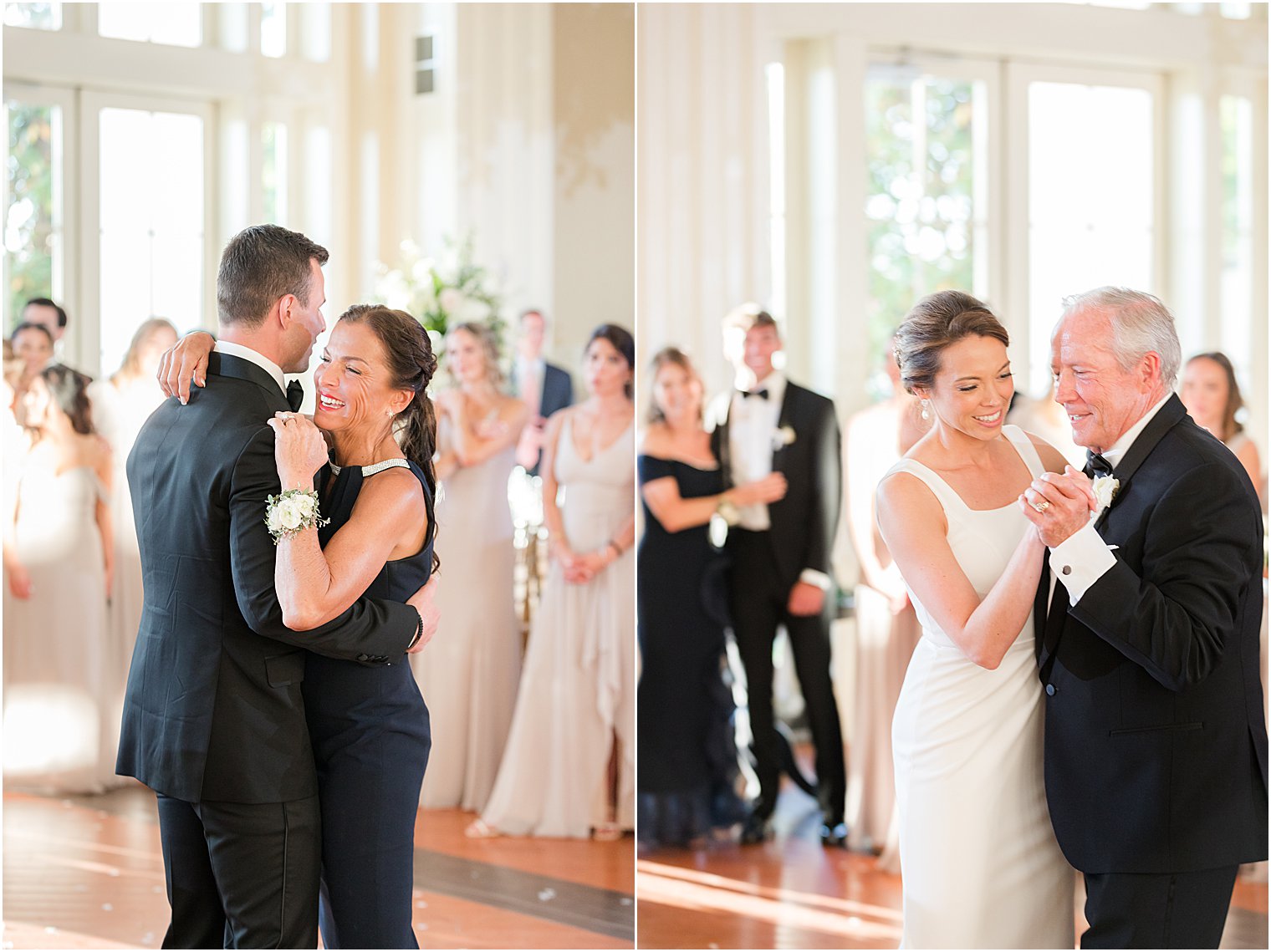 bride and groom dance with parents at Whitehouse Station NJ wedding reception