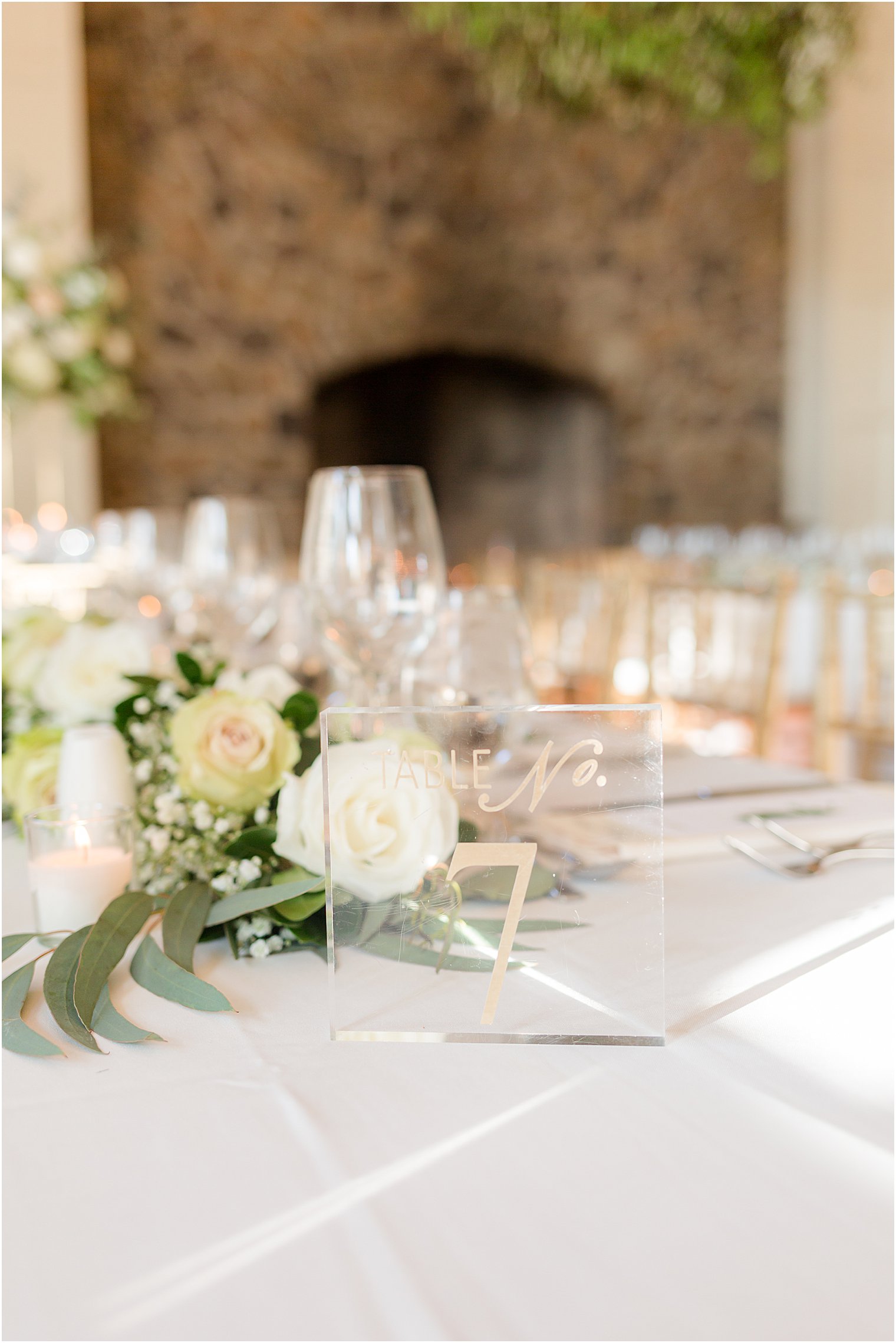 acrylic gold centerpieces at Ryland Inn