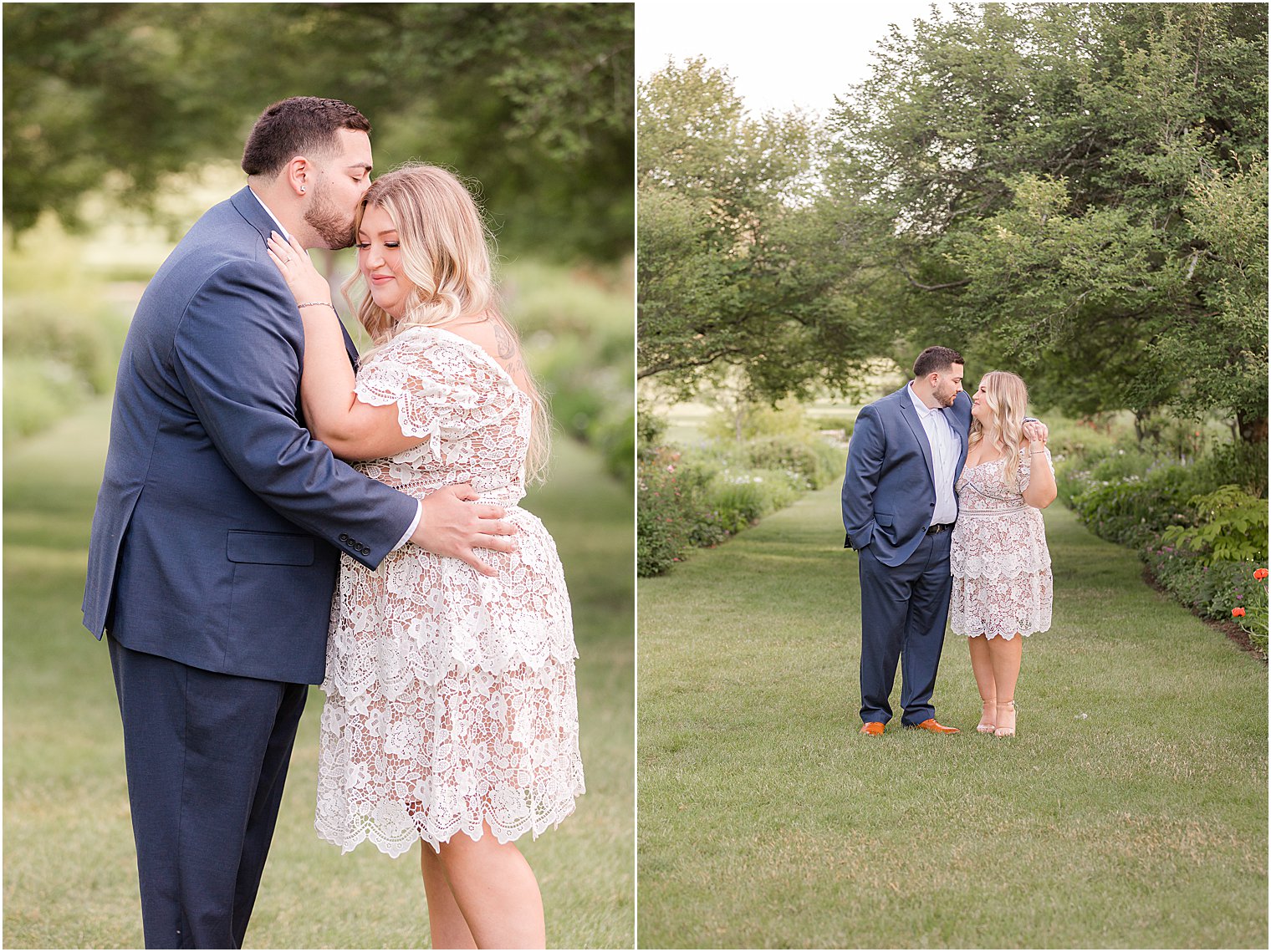 engaged couple hugs during summertime Skylands Manor Engagment session 