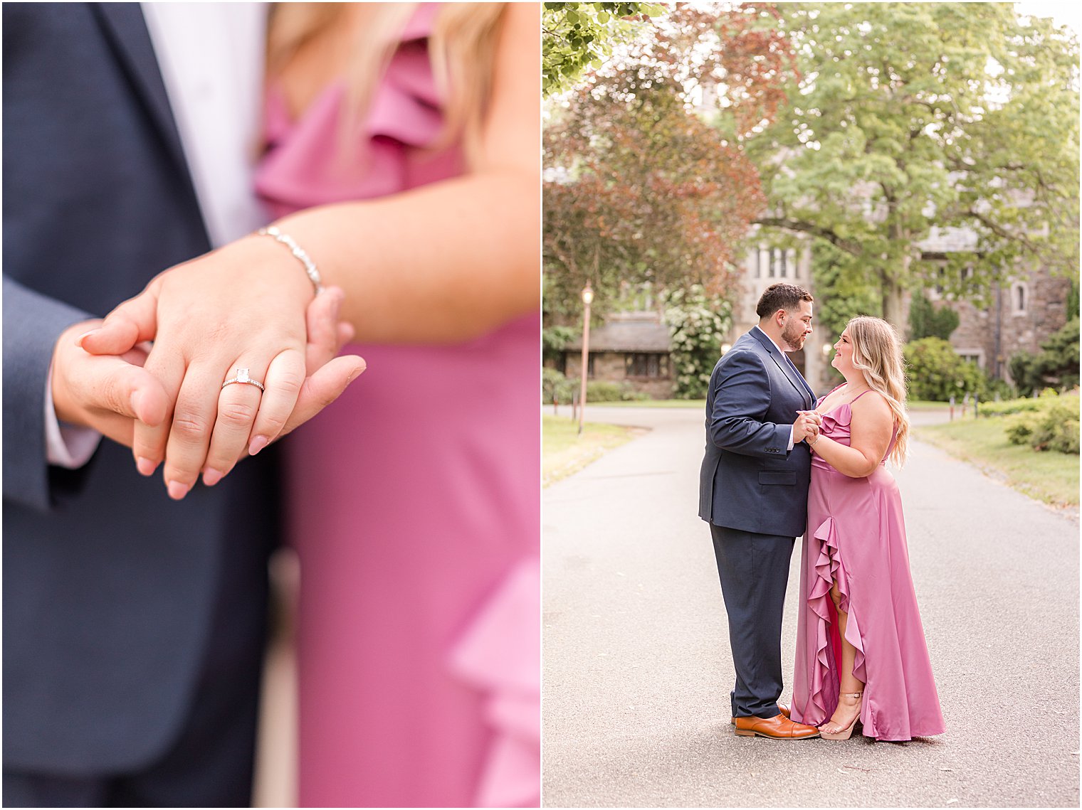 bride shows off engagement ring