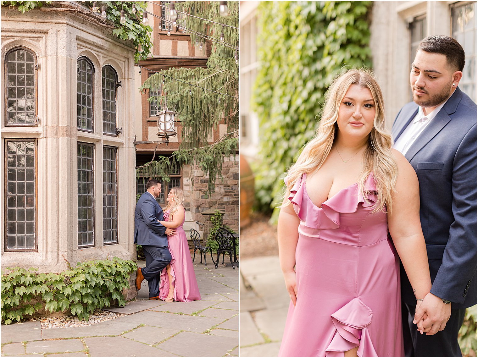 summetime Skylands Manor engagement session by ivy covered wall