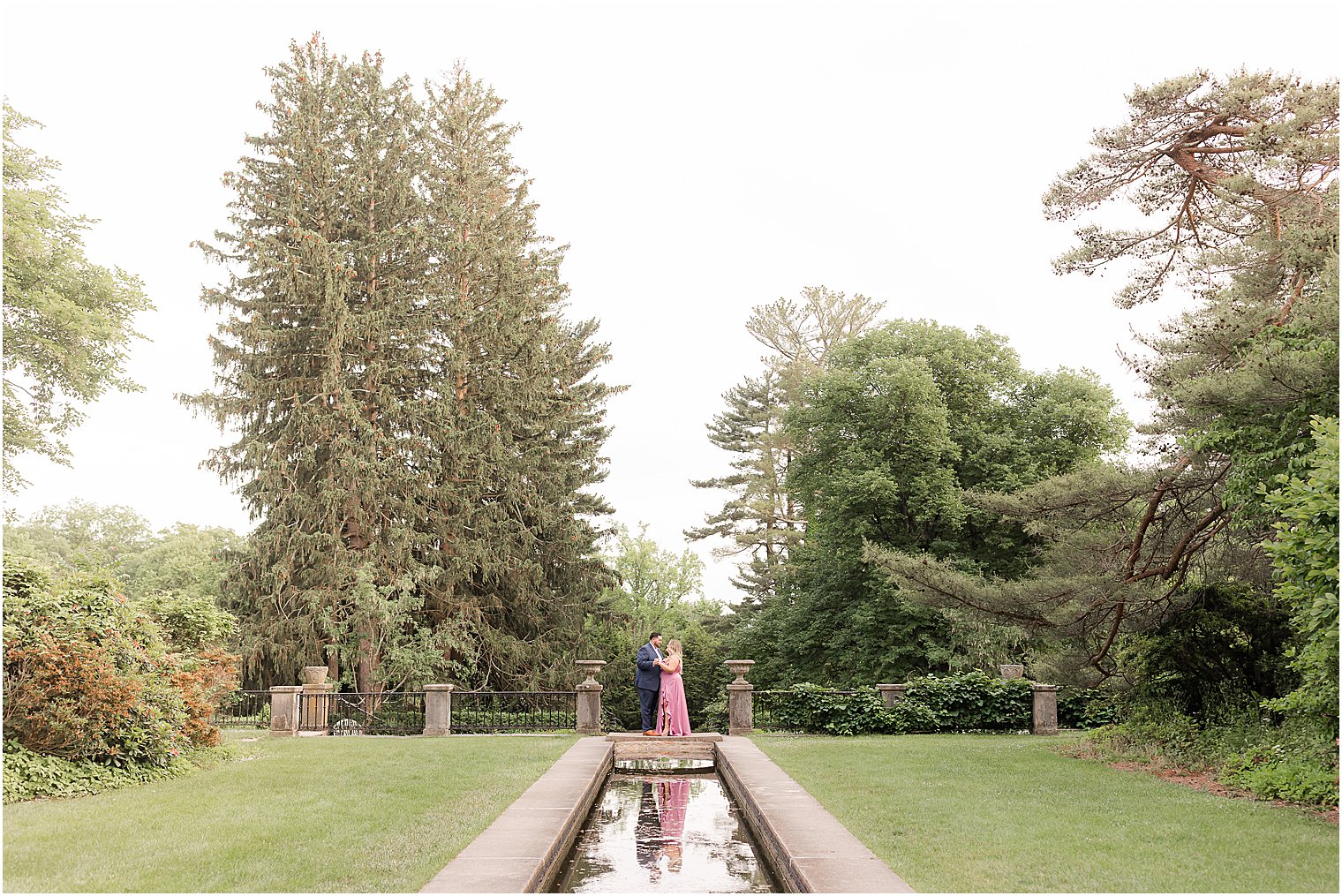 summertime Skylands Manor engagement session by pond 