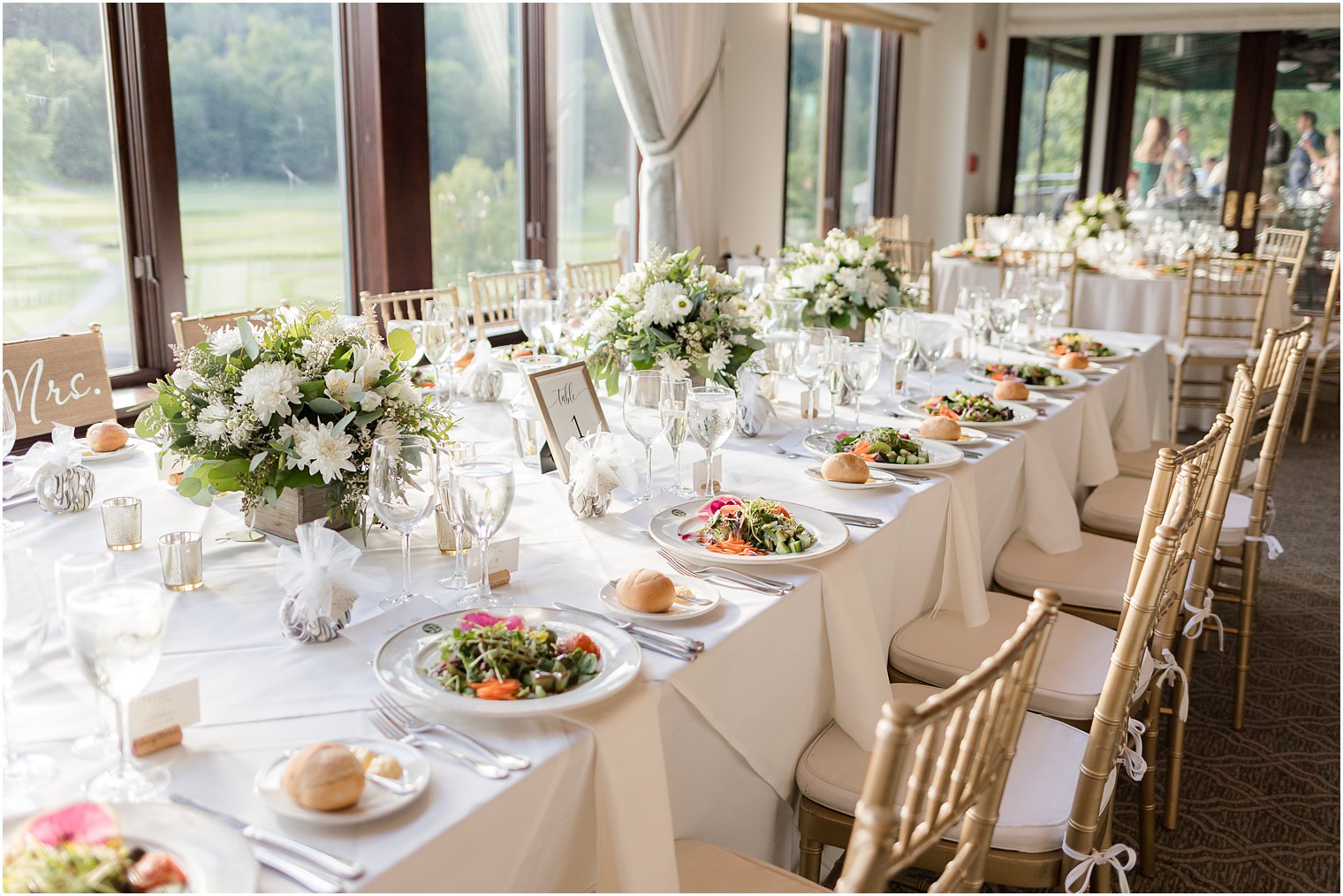 place settings along window at Spring Brook Country Club