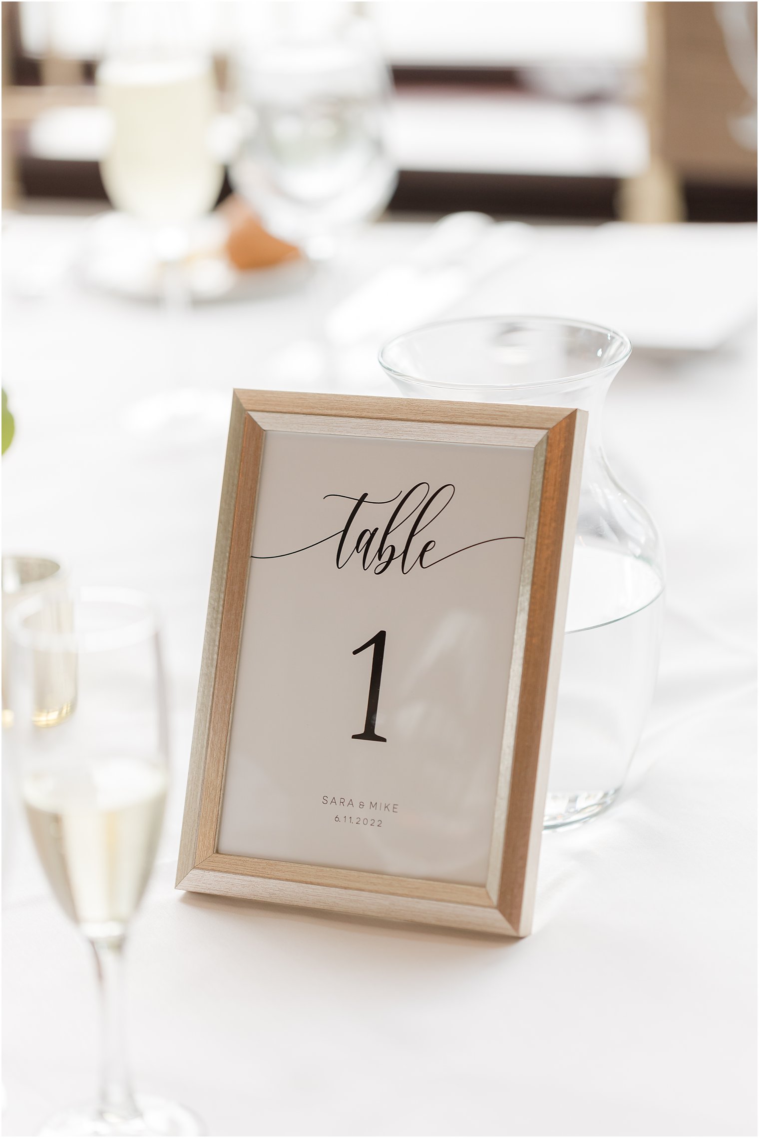 gold table numbers for Spring Brook Country Club wedding reception 