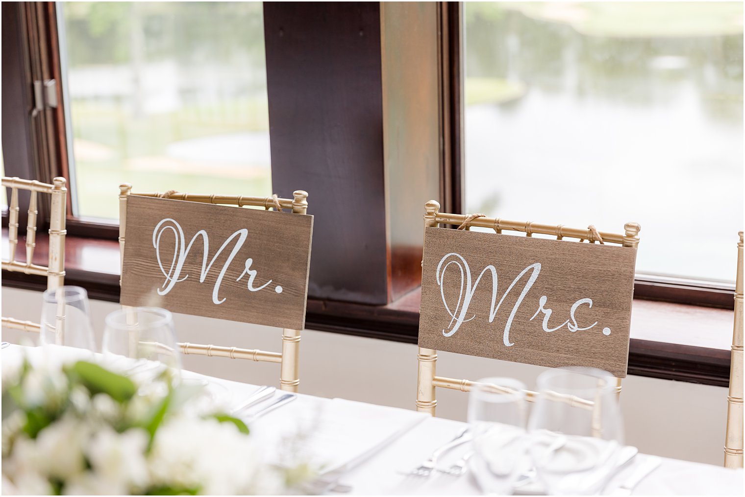 sweetheart table signs for newlyweds at Spring Brook Country Club