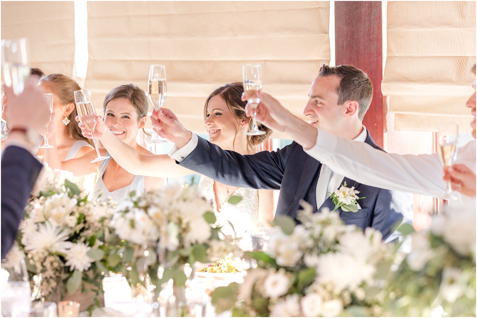 couple toasts during Morristown NJ wedding reception