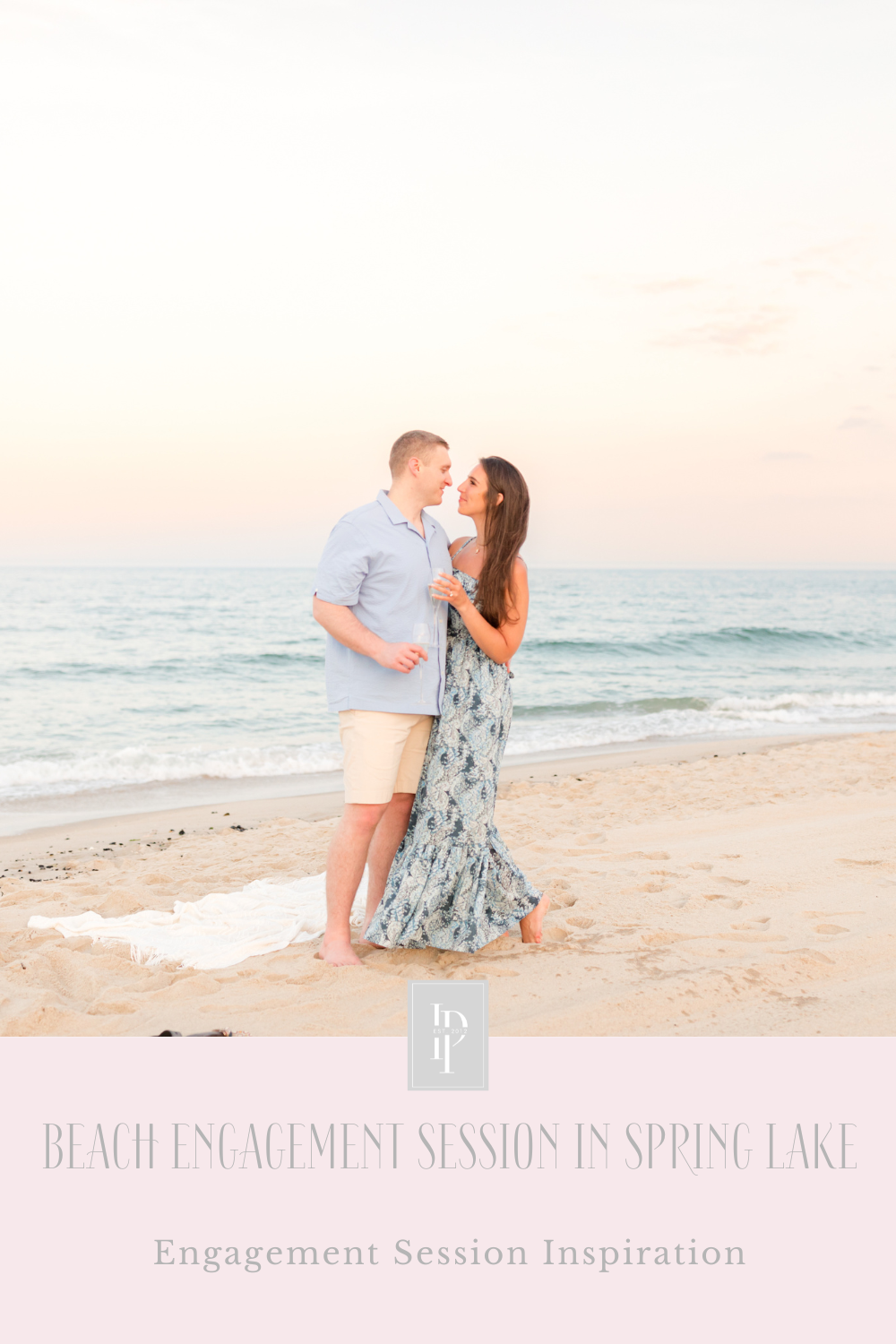 Spring Lake engagement session at the park with dog and sunset on the beach photographed by NJ wedding photographer Idalia Photography 