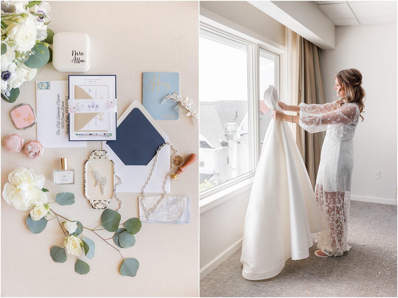 bride prepares for The Mill Lakeside Manor wedding in bridal suite