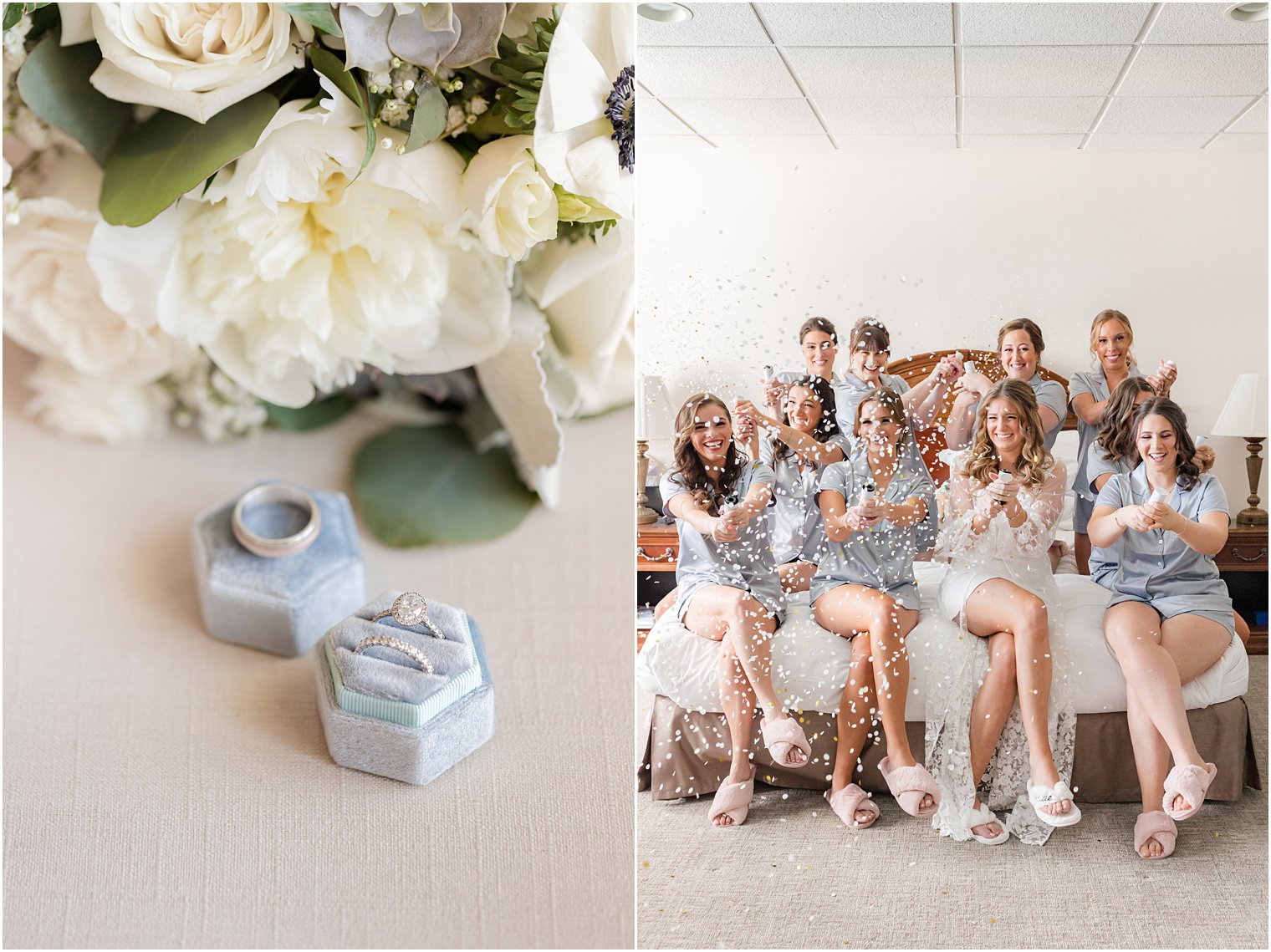 bride and bridesmaids prepare for wedding day at The Mill Lakeside Manor