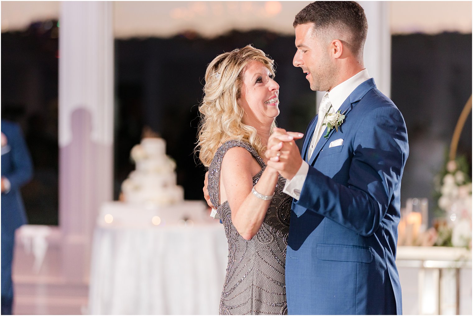 groom dances with mom during Spring Lake NJ wedding reception