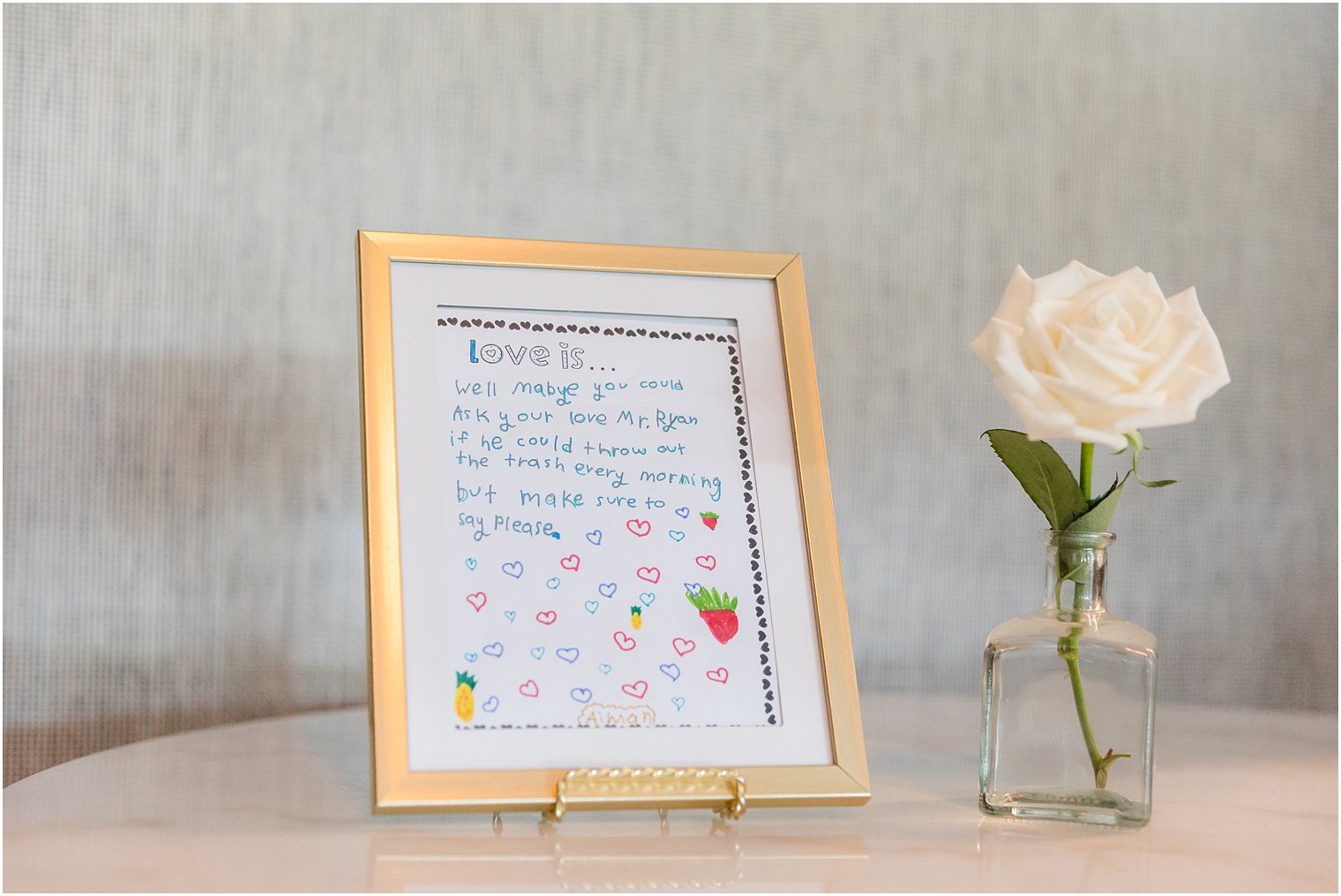 handwritten note from student for wedding day