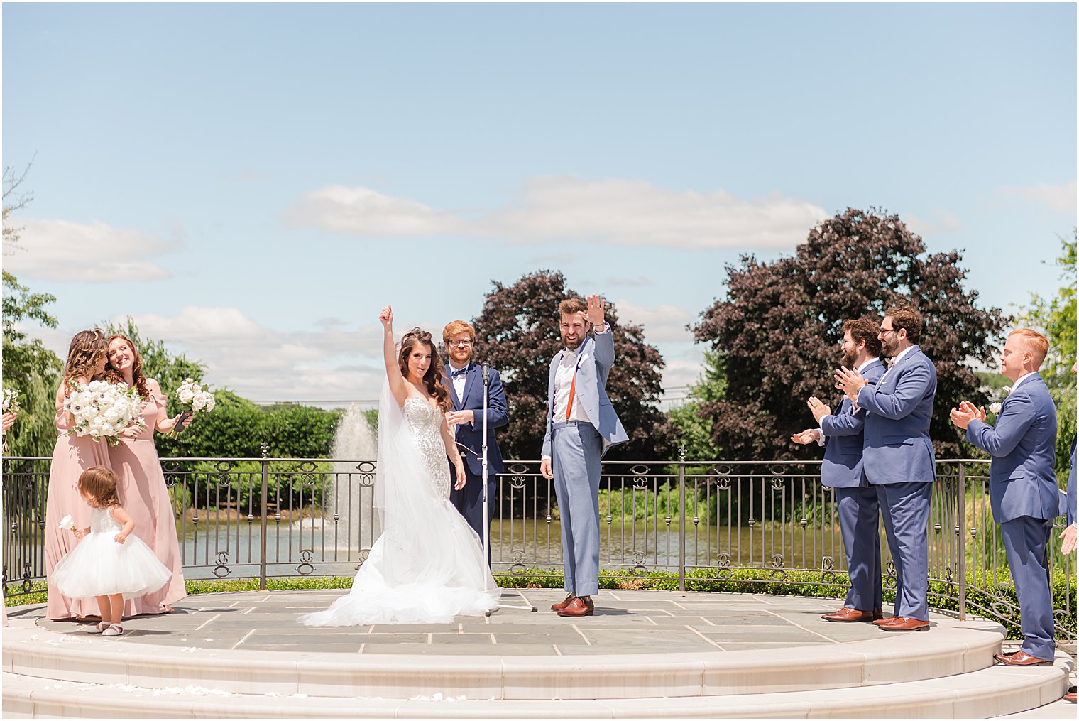 newlyweds face guests after wedding ceremony at Park Chateau Estate