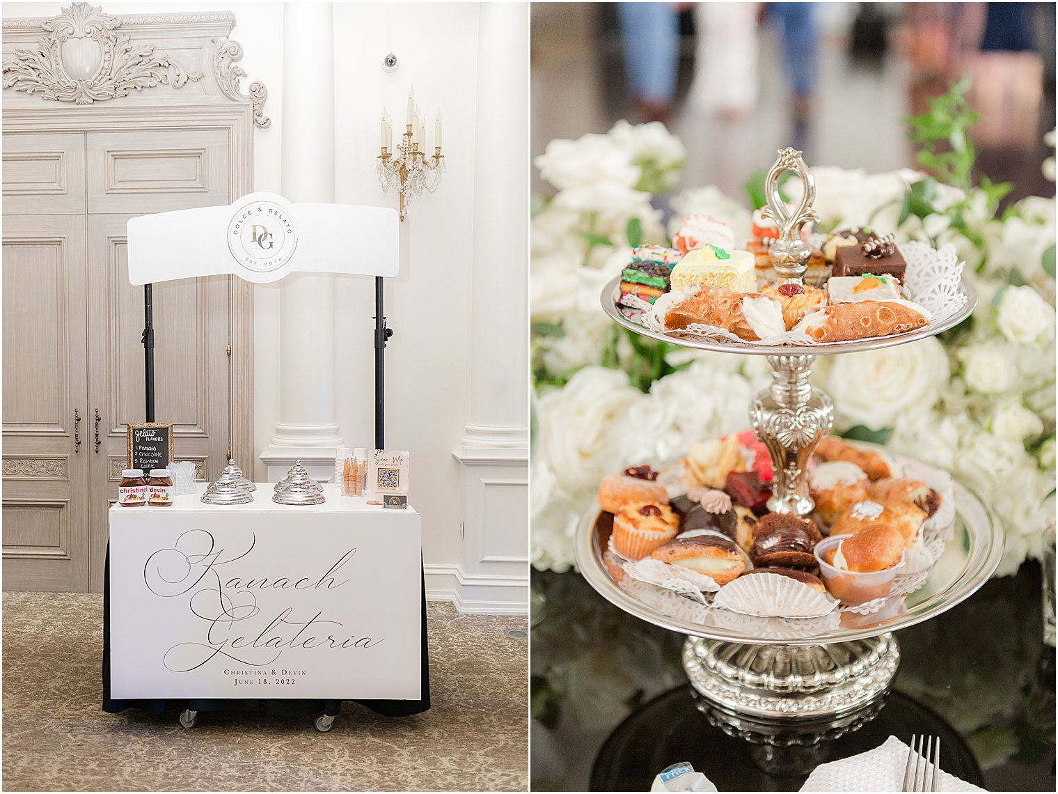 gelato stand and donuts for NJ wedding reception