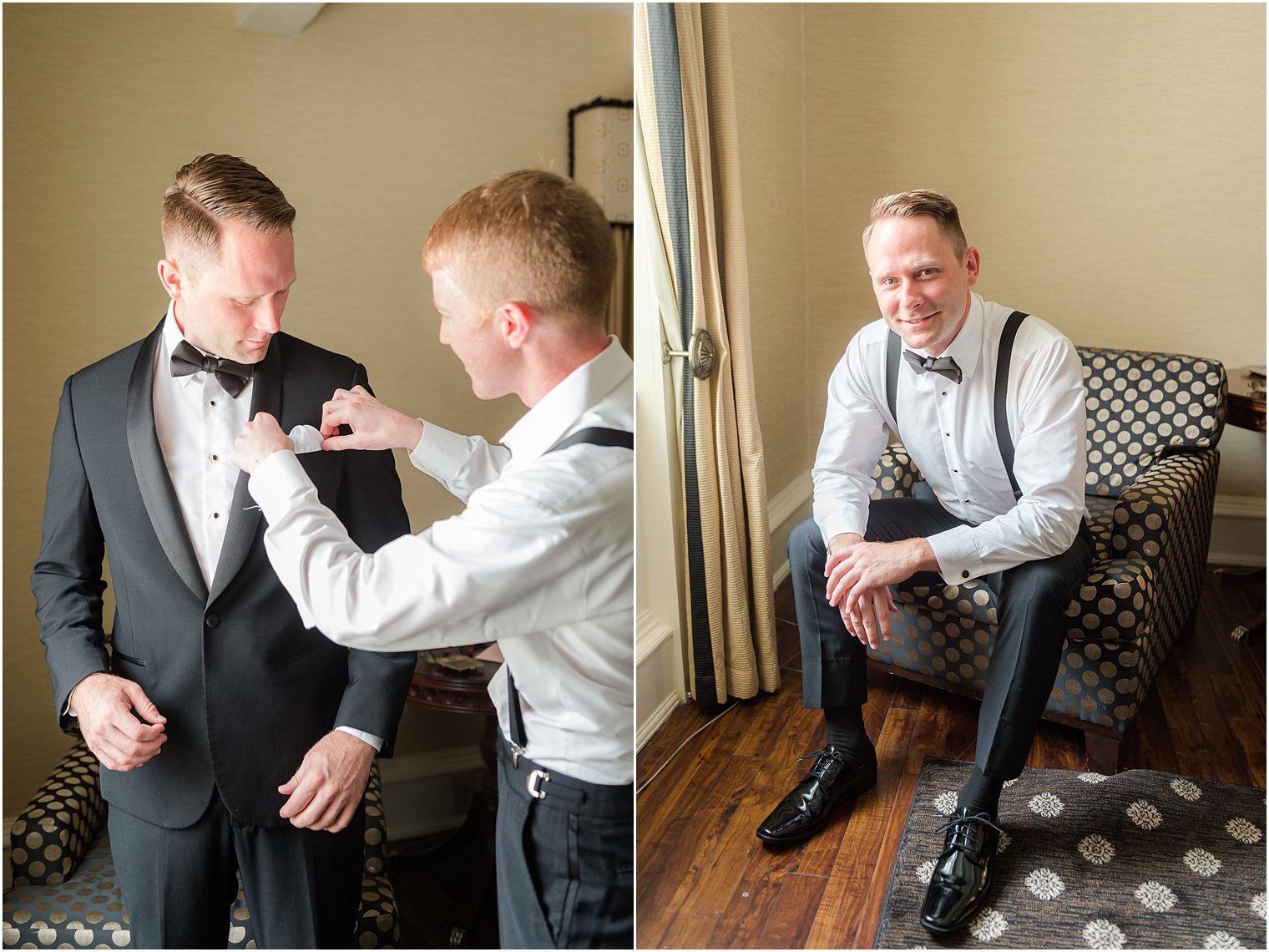 groom prepares for Shadowbrook at Shrewsbury wedding