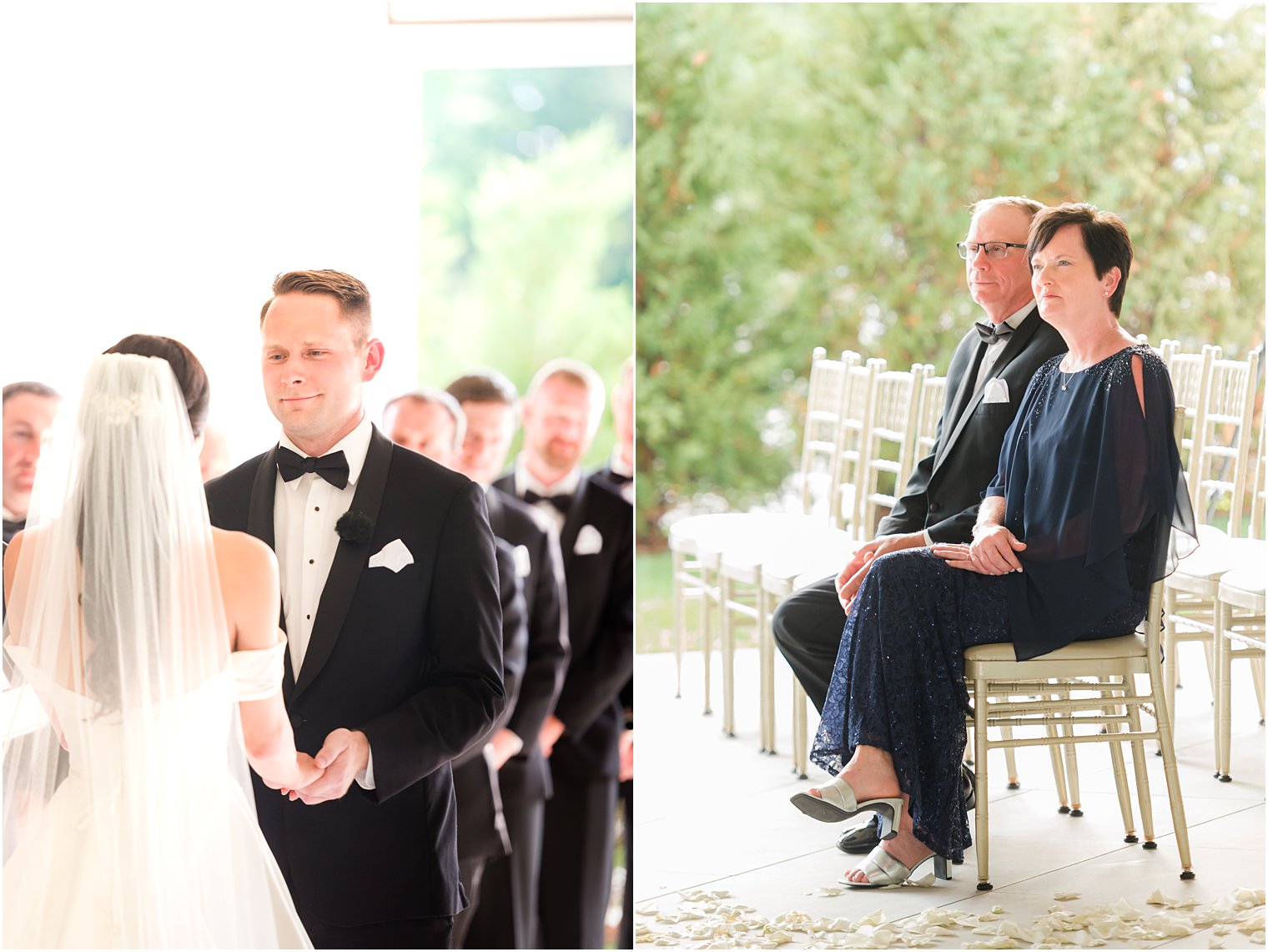 parents watch bride and groom exchange vows