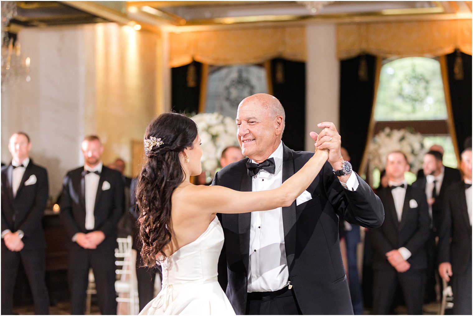 bride and dad dance during NJ wedding reception 