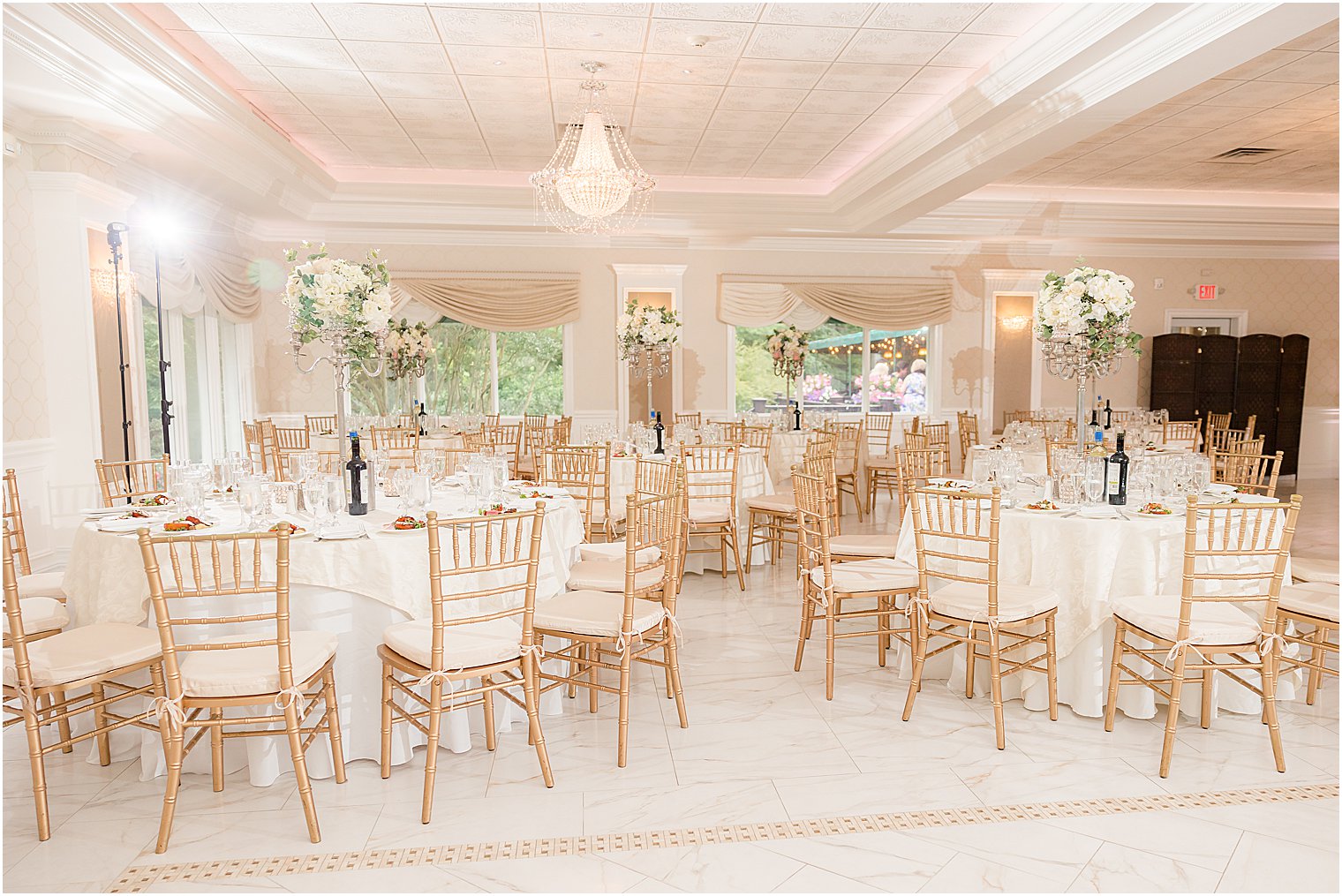 wedding reception in Ocean NJ with champagne details 