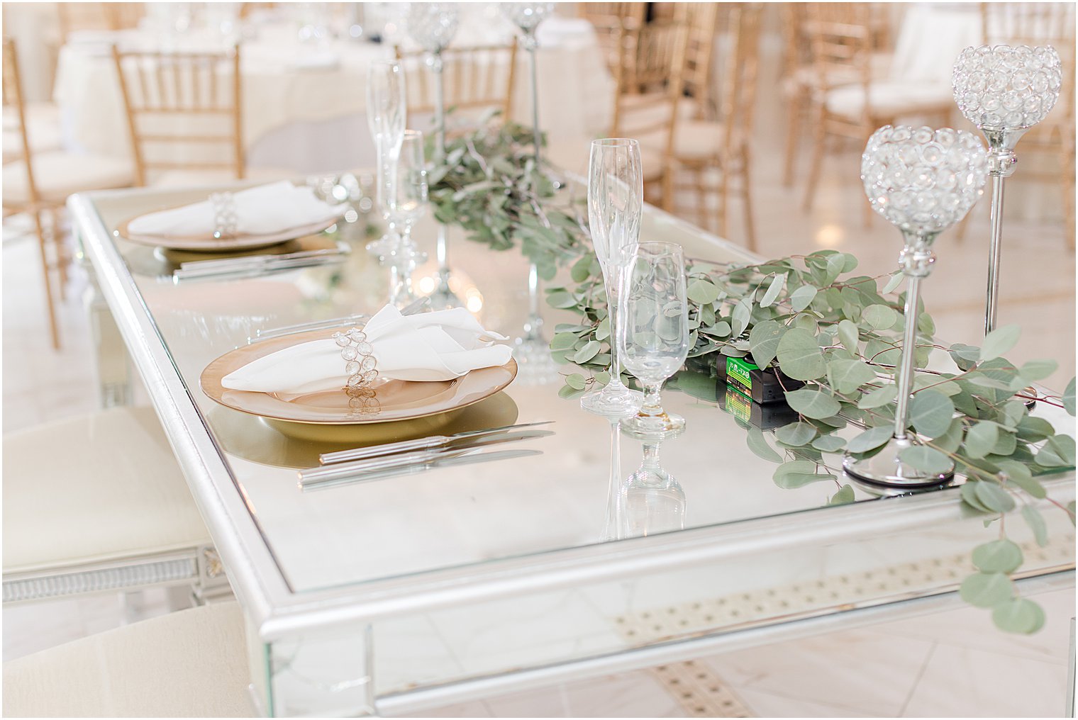 place settings with gold and ivory details at The English Manor