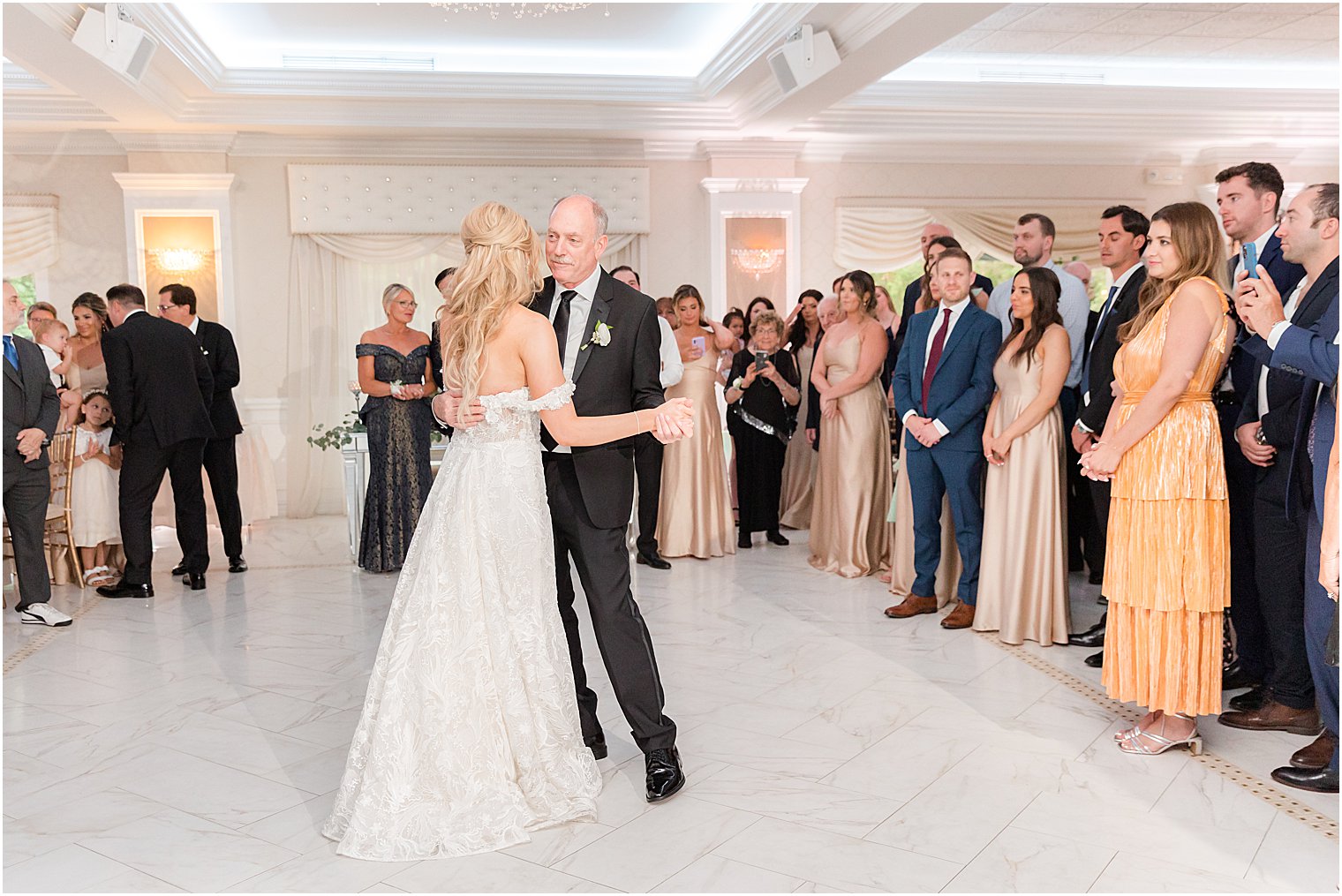 bride and dad dance during NJ wedding reception 