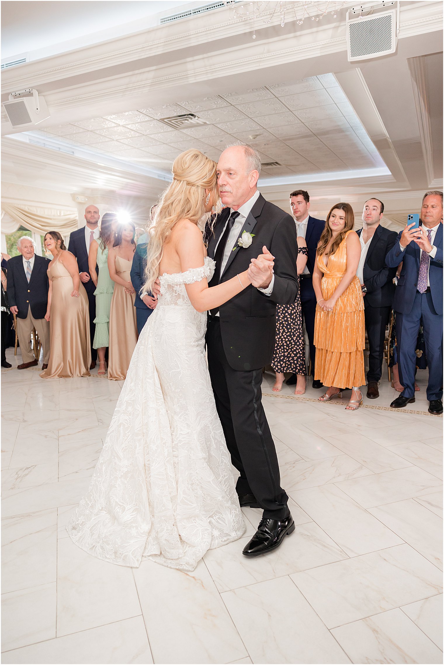 bride and dad dance during NJ wedding reception 