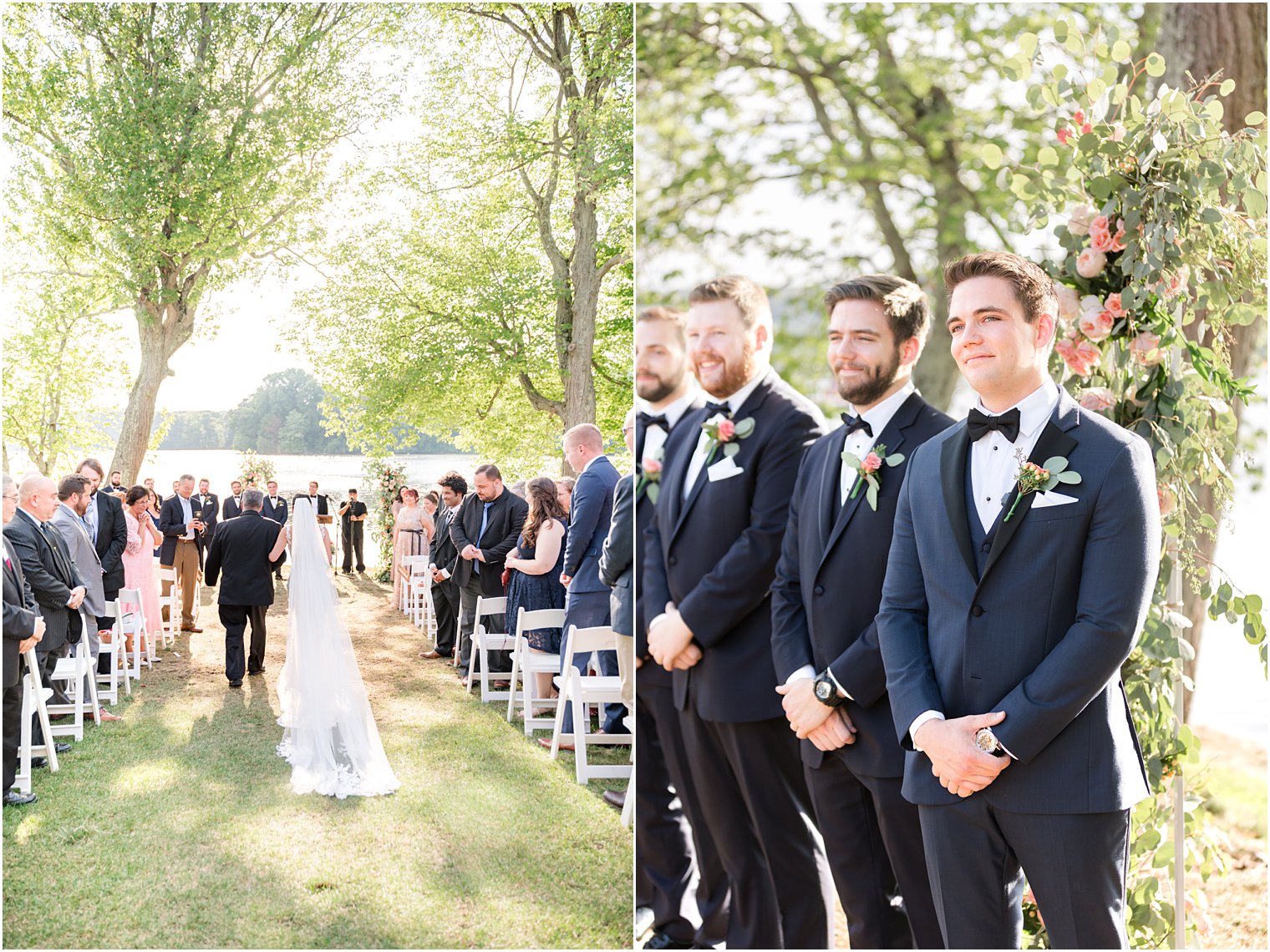 groom watches bride walk down aisle at Indian Trail Club