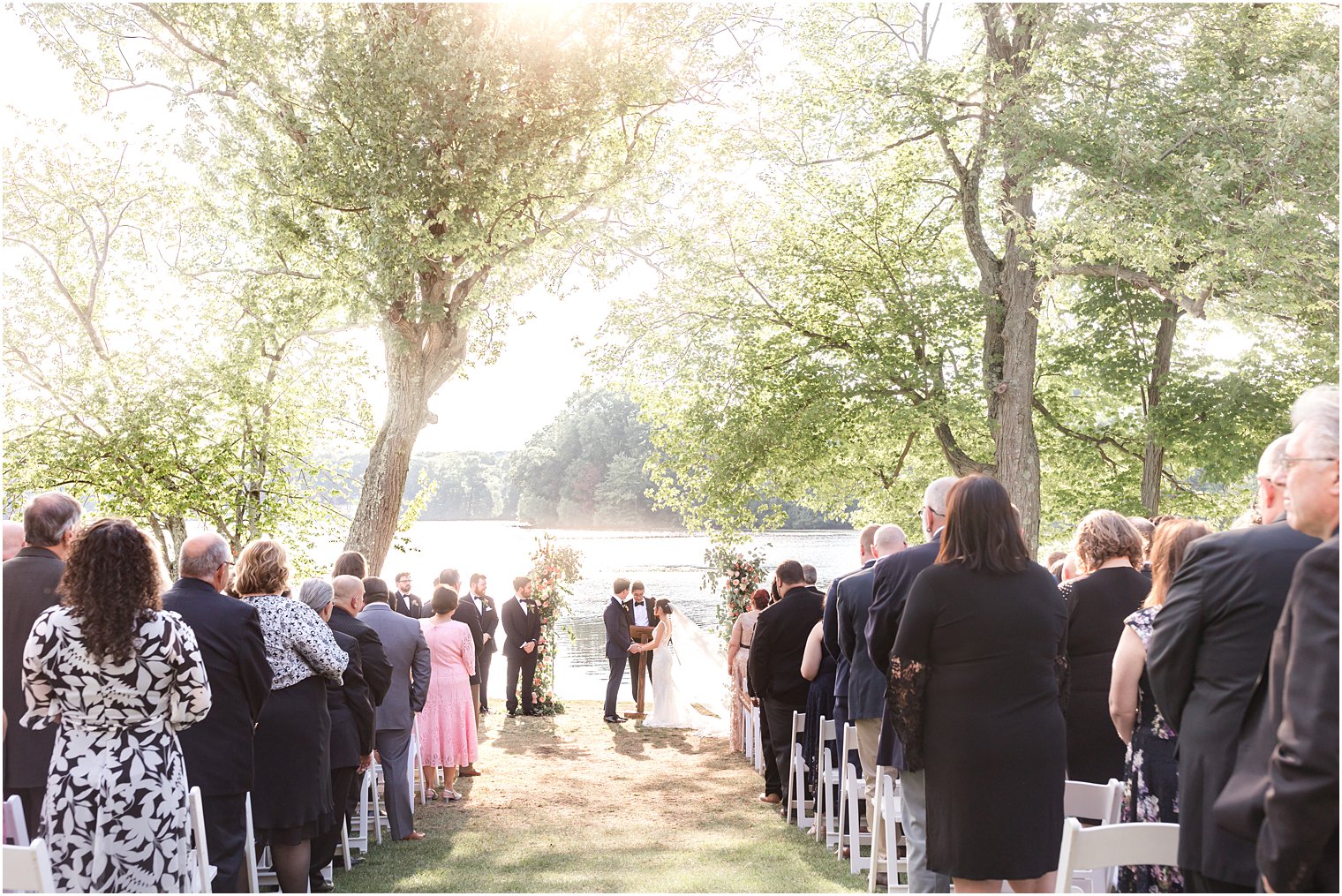 outdoor wedding ceremony by water in Franklin Lakes NJ