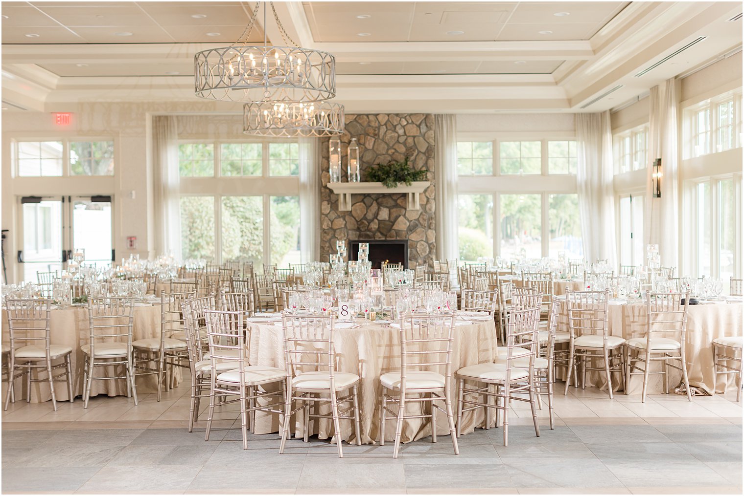 Indian Trail Club wedding reception with gold and white details 