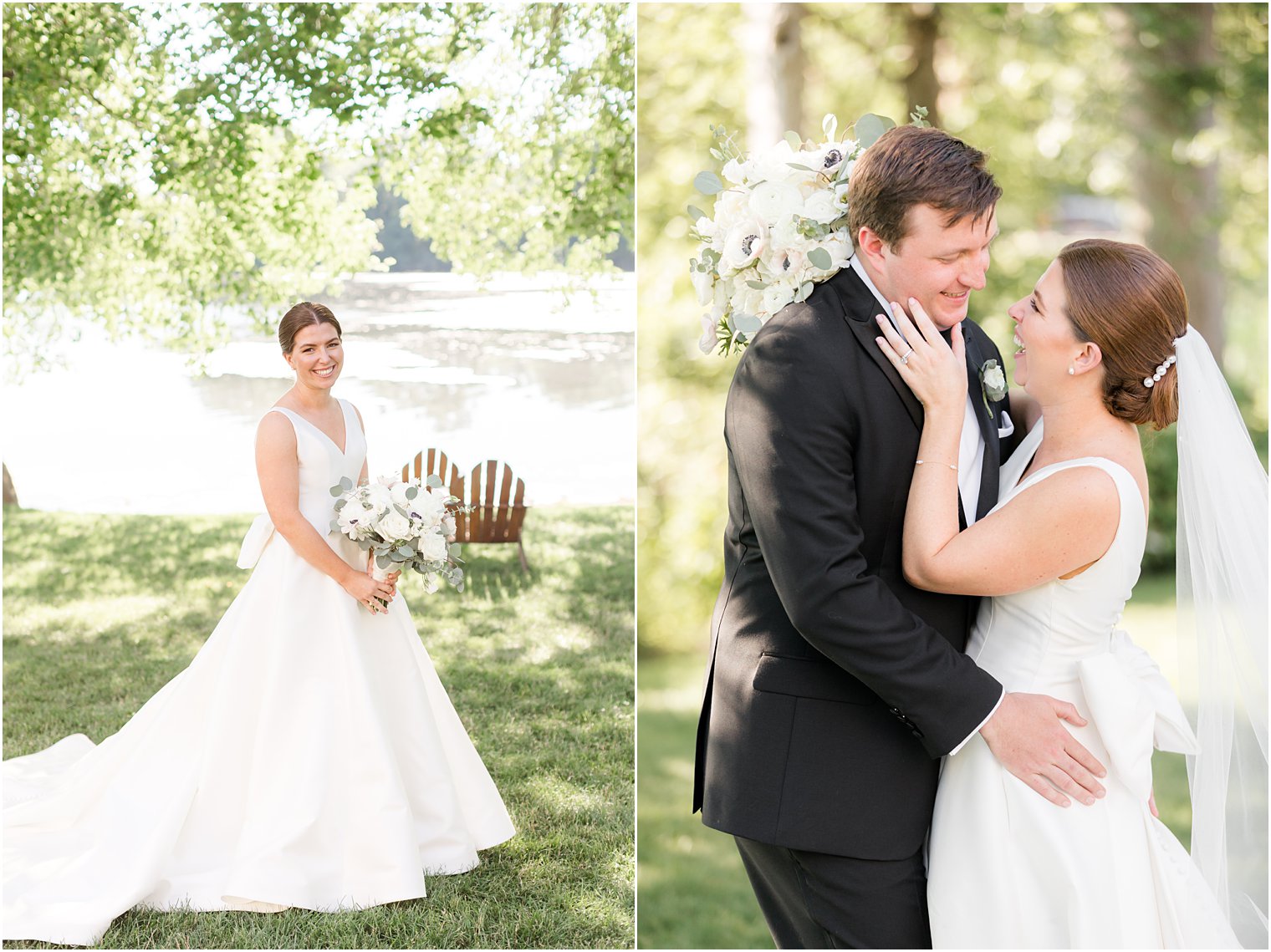 bride holds groom's cheek during portraits at Indian Trail Club