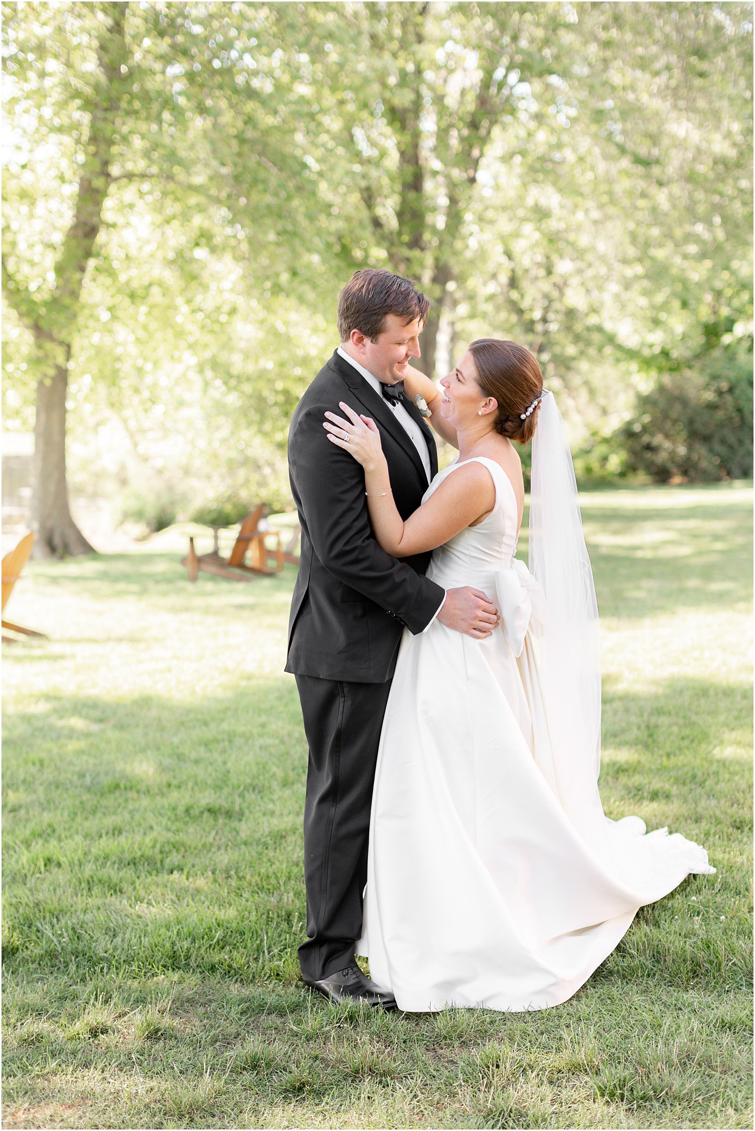 bride and groom dance together during photos at Indian Trail Club