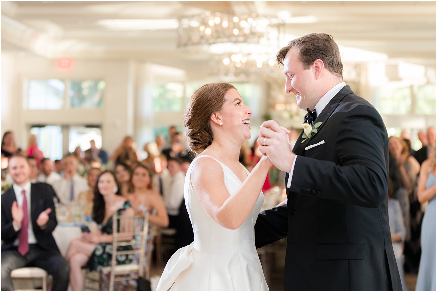 bride and groom dance during Indian Trail Club wedding reception 