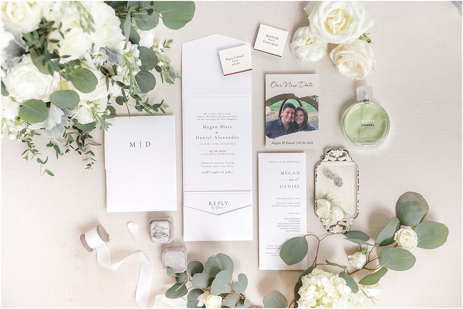 classic invitation suite for Indian Trail Club wedding