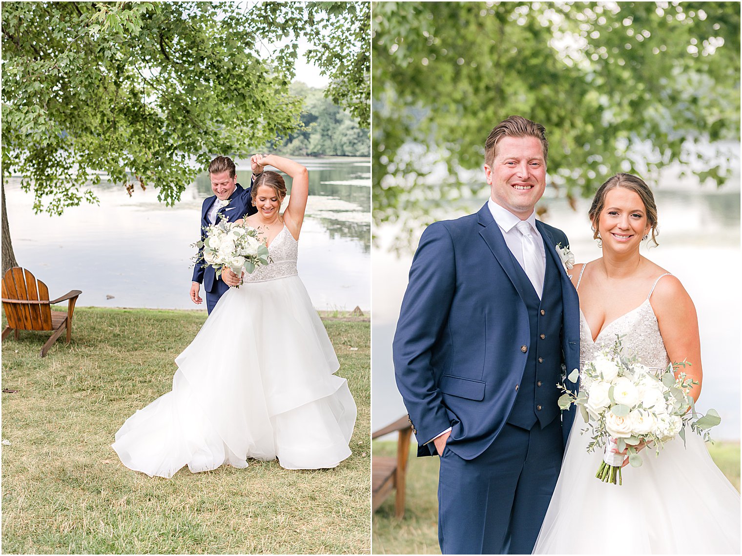 groom twirls bride during Indian Trail Club first look