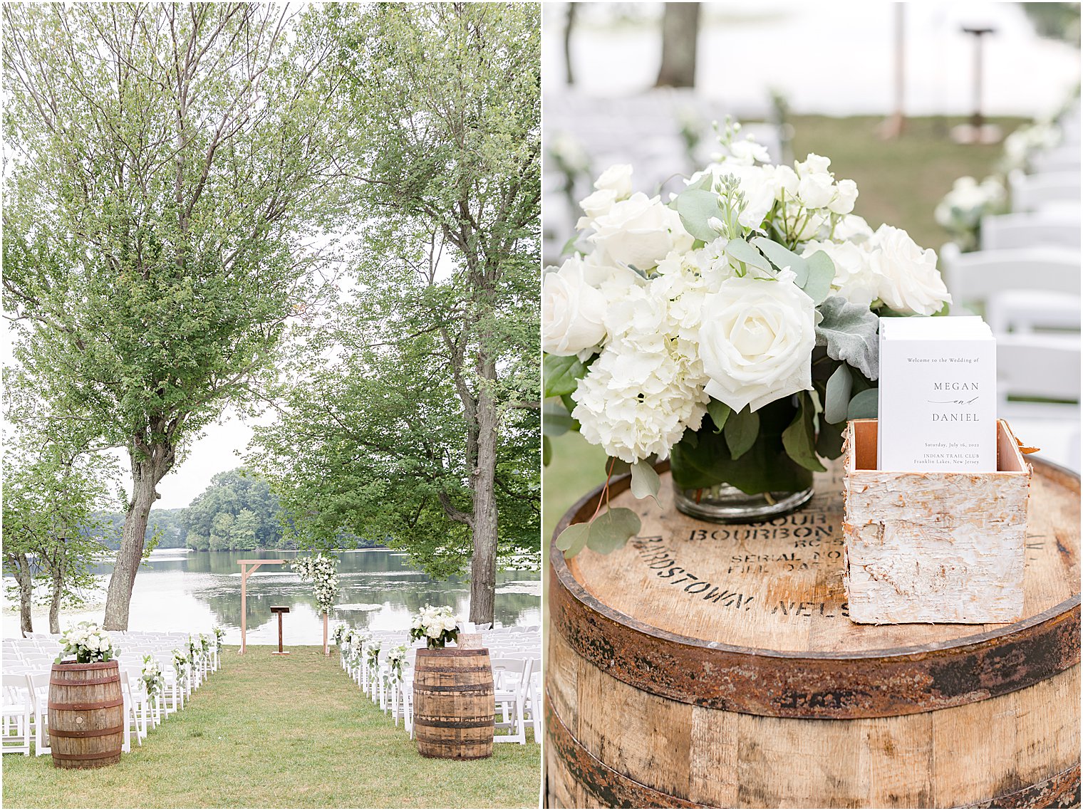 ceremony details for outdoor wedding ceremony at Indian Trail Club