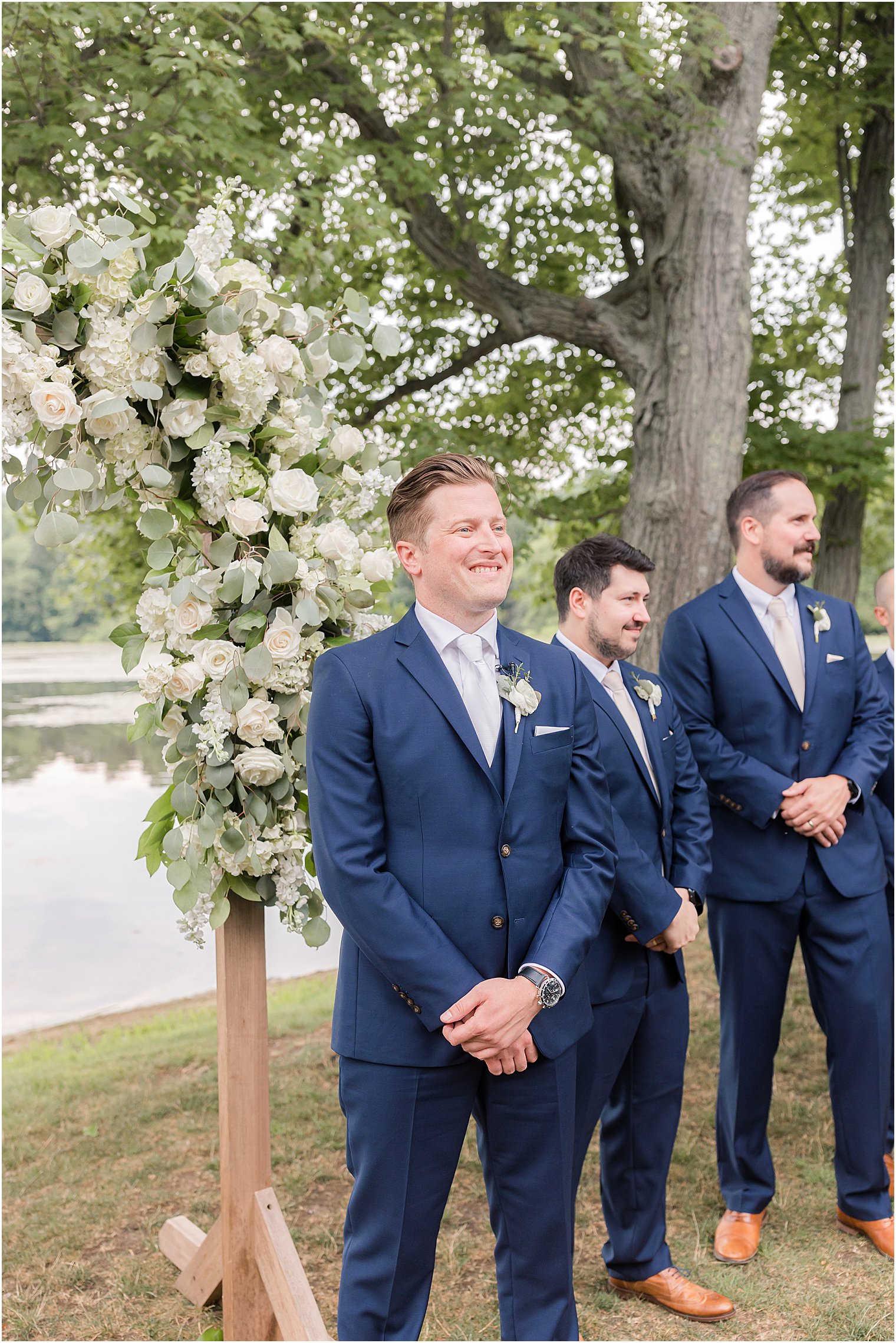 groom watches bride walk down aisle at Indian Trail Club
