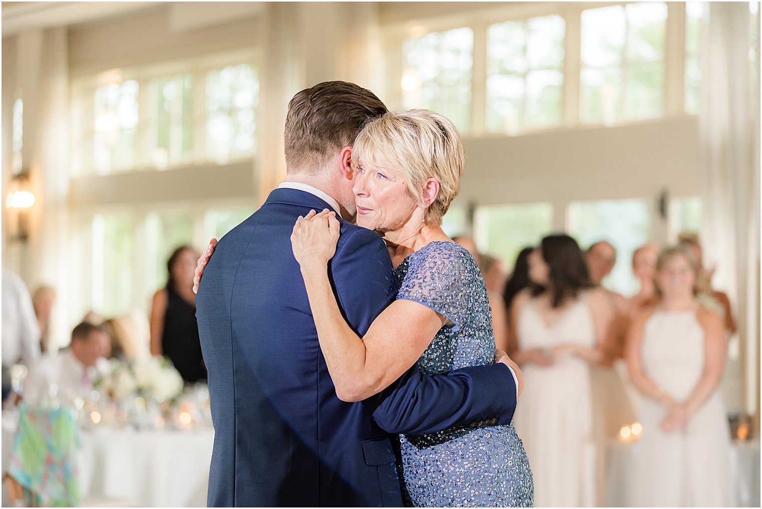 groom and mother dance during Franklin Lakes, NJ wedding reception