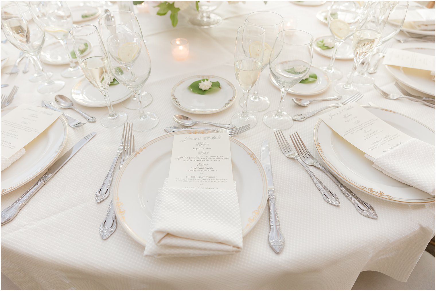 place settings for NJ wedding reception 