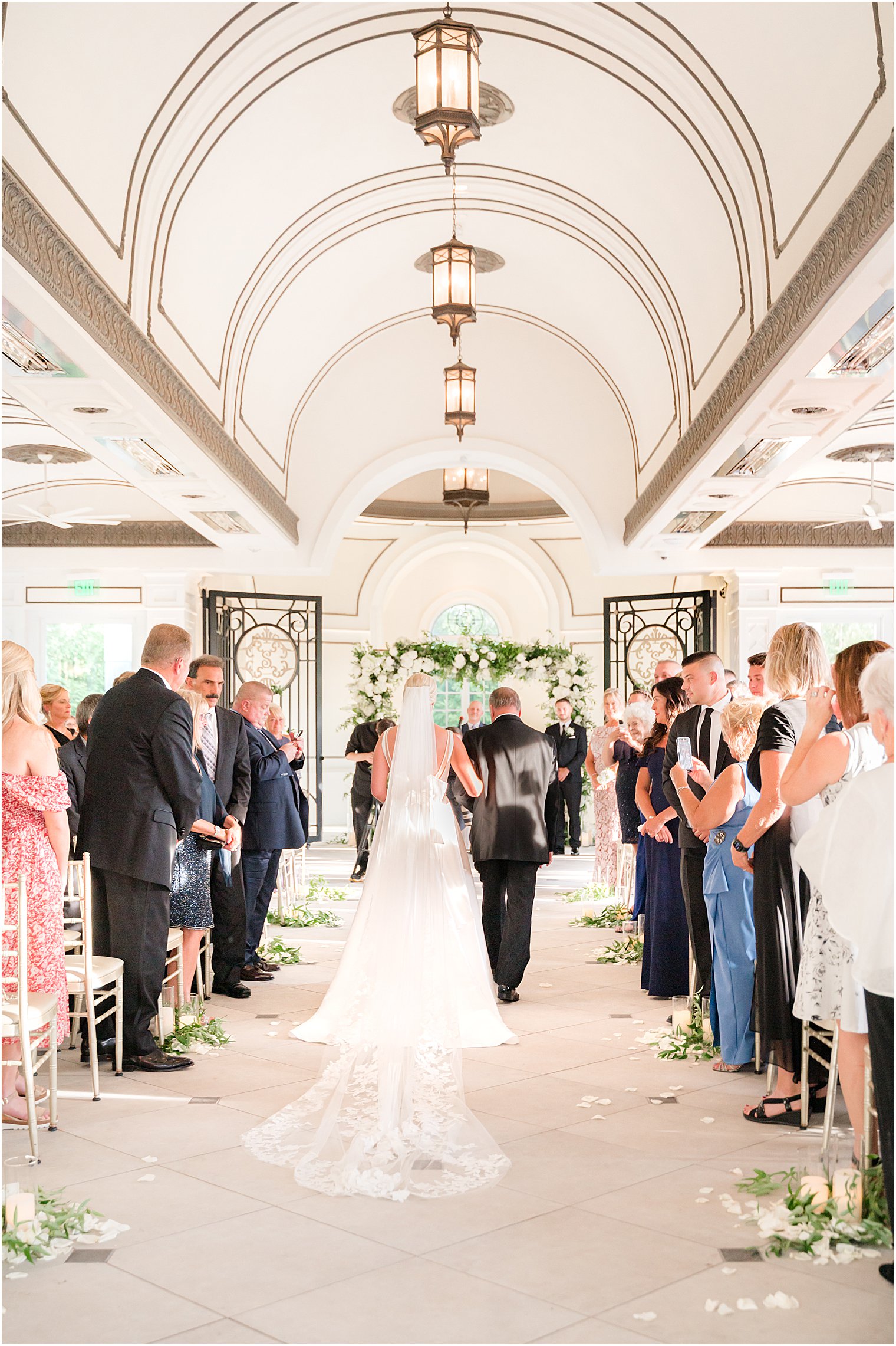 father walks bride down aisle at Shadowbrook at Shrewsbury