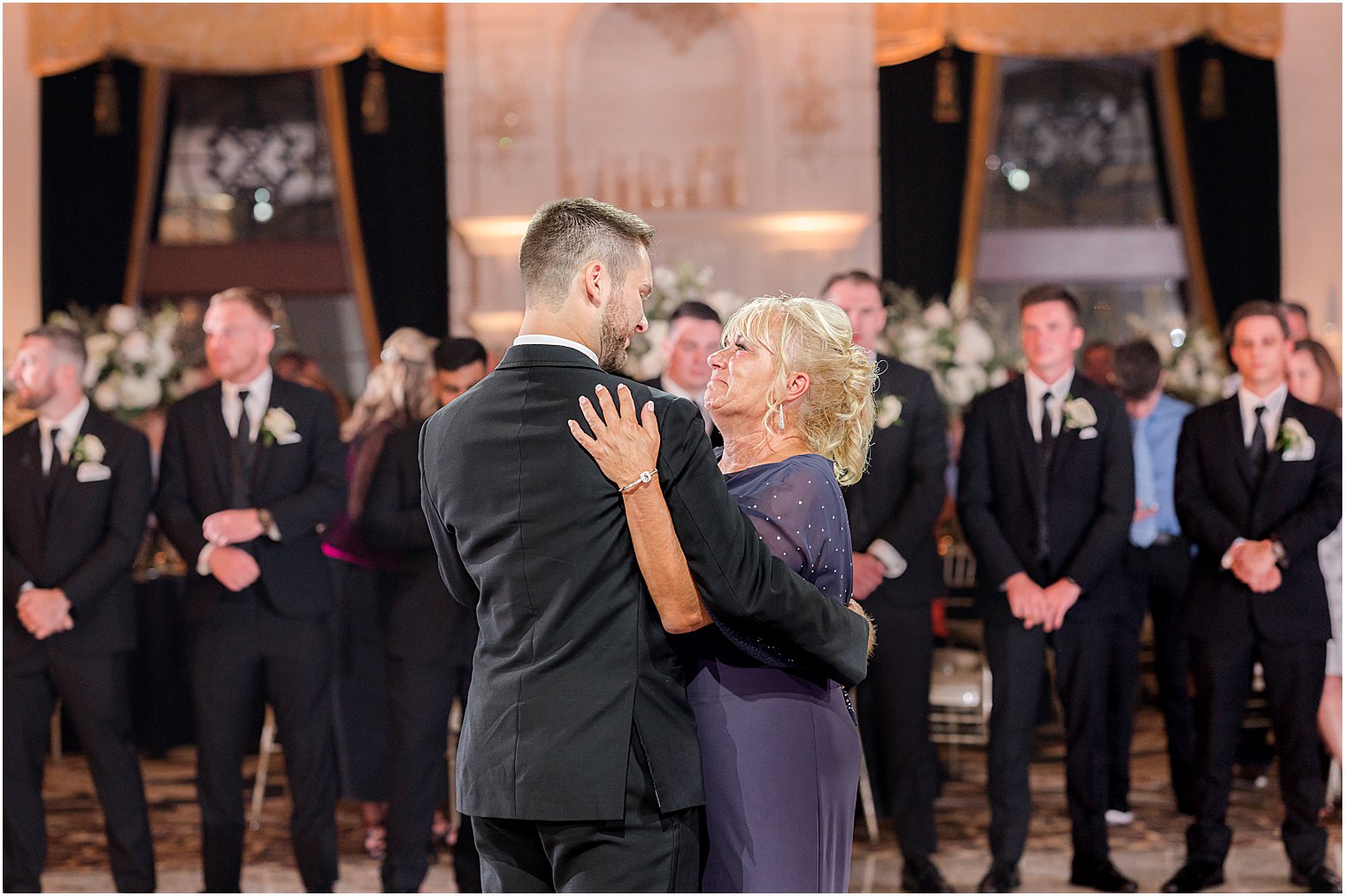 groom and mom dance together during Shadowbrook NJ wedding reception