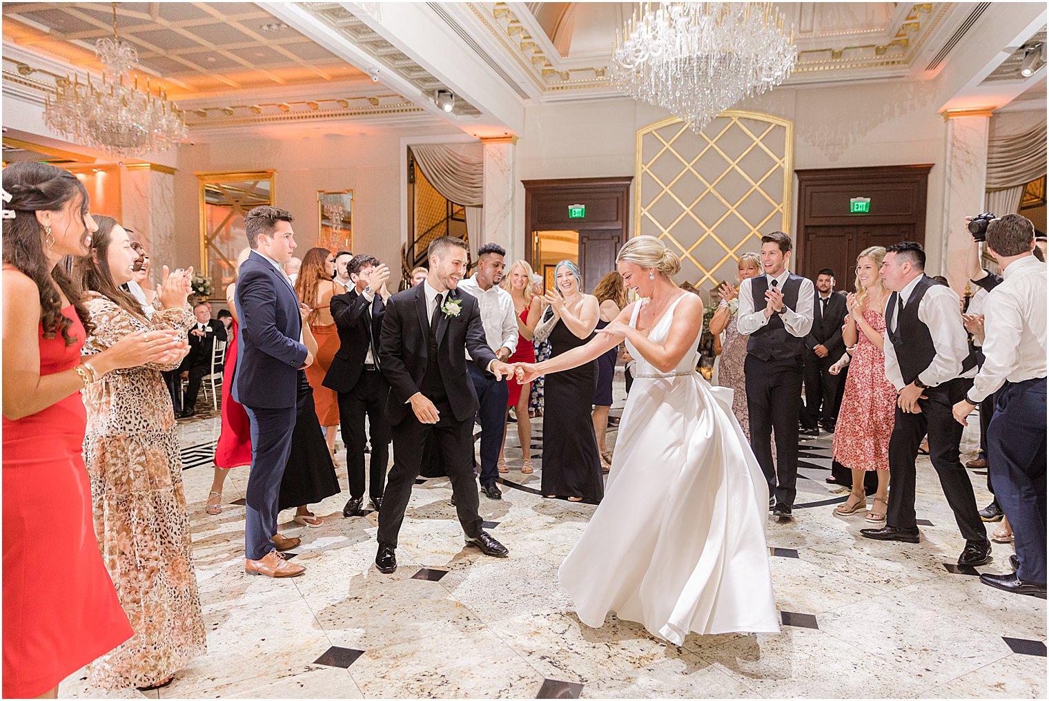 bride dances with groom during Shadowbrook NJ wedding reception