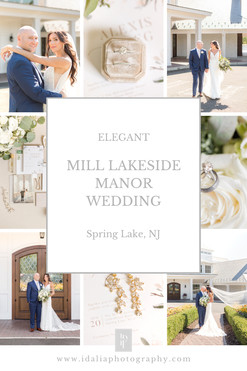 elegant summer wedding at The Mill Lakeside Manor with navy, taupe, and ivory details photographed by Idalia Photography